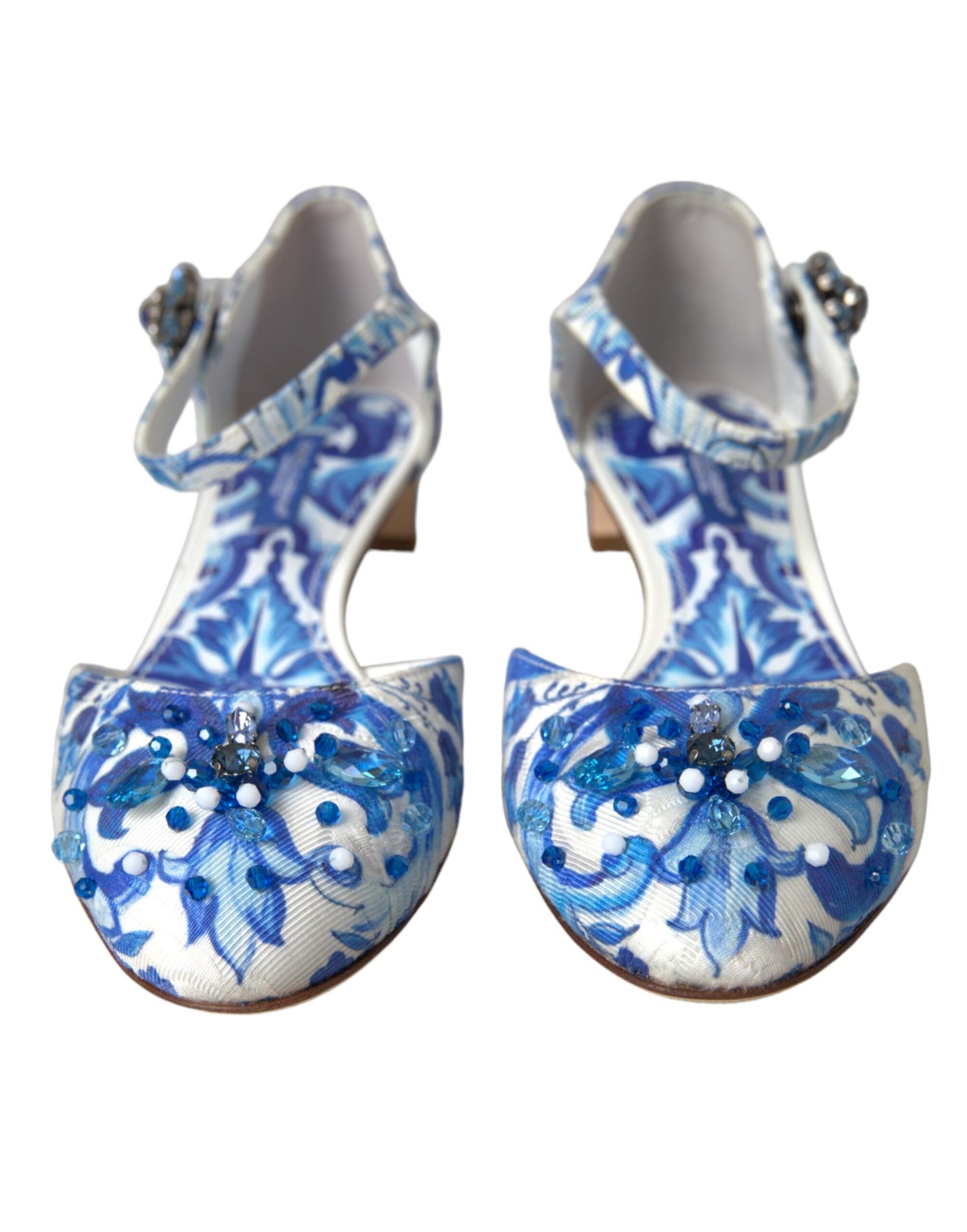 Dolce &amp; Gabbana White Majolica Mary Janes Heels Pumps Shoes