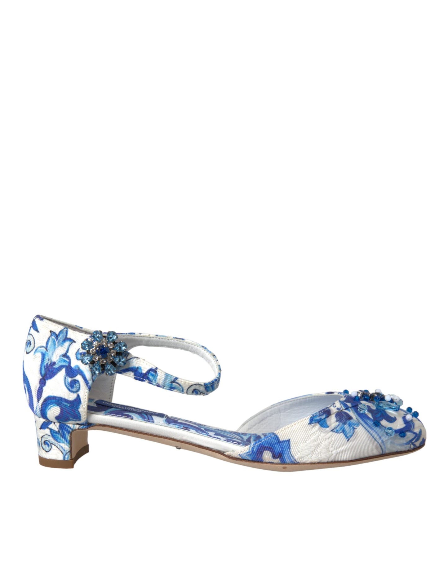 Dolce &amp; Gabbana White Majolica Mary Janes Heels Pumps Shoes