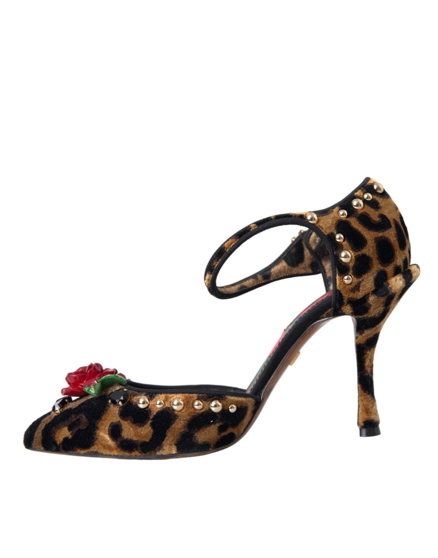 Dolce &amp; Gabbana Brown Leopard Floral Crystal Mary Janes Pumps Shoes