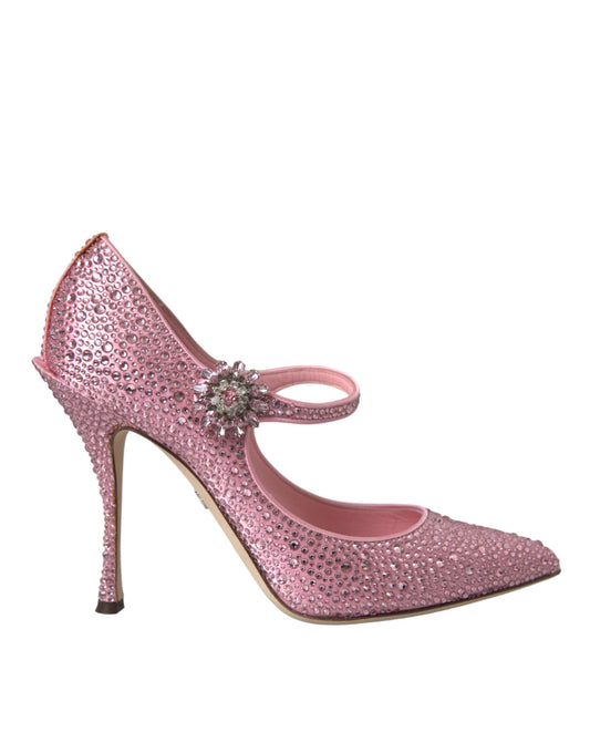 Dolce &amp; Gabbana Pink Rhinestone Crystal Heels Pumps Shoes