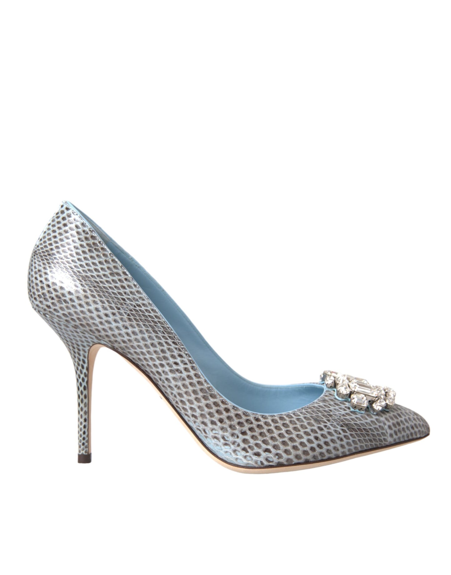 Dolce &amp; Gabbana Light blue exotic leather shoes with crystal Bellucci