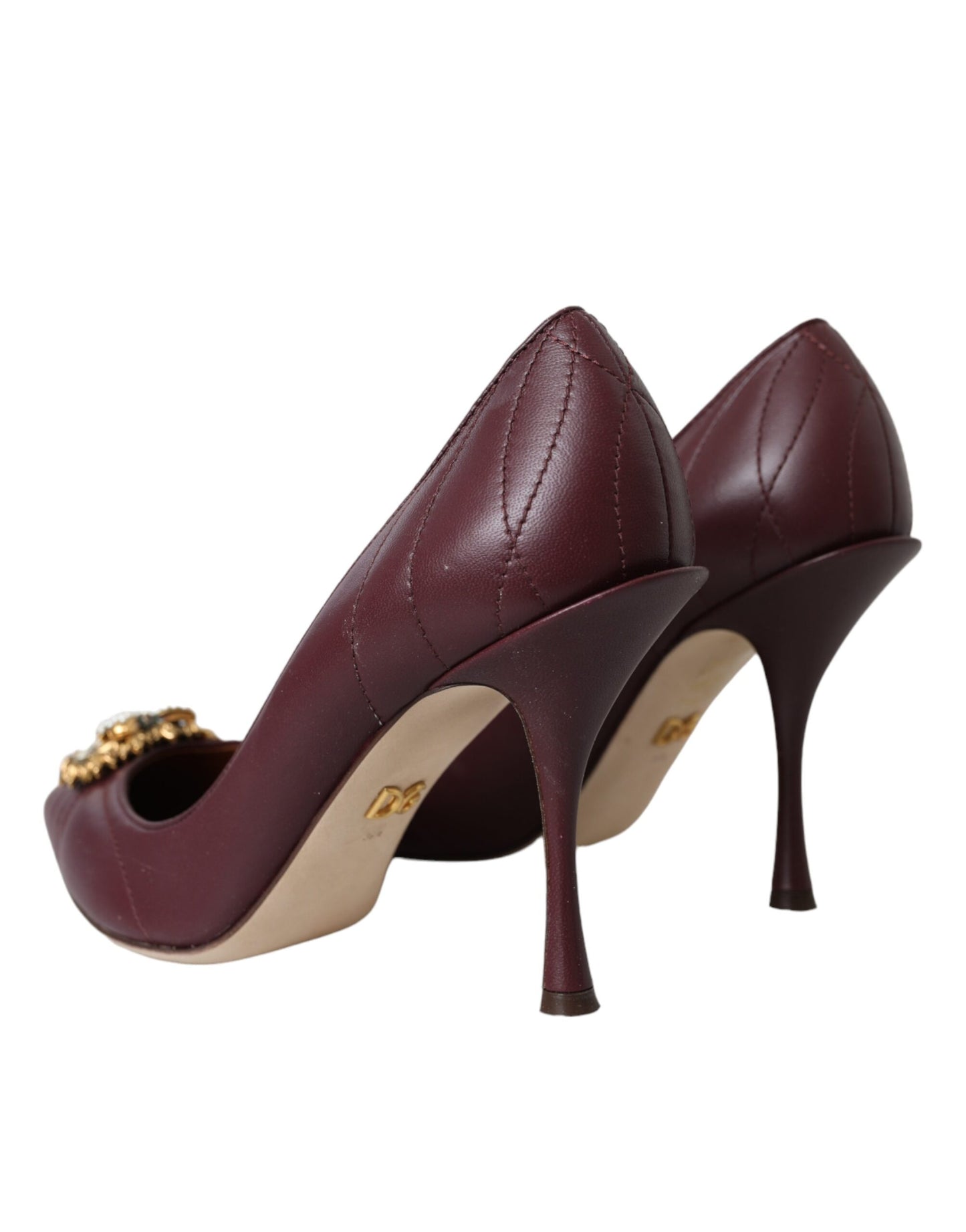 Dolce &amp; Gabbana Bordeaux Leather Heart DEVOTION Pumps Shoes