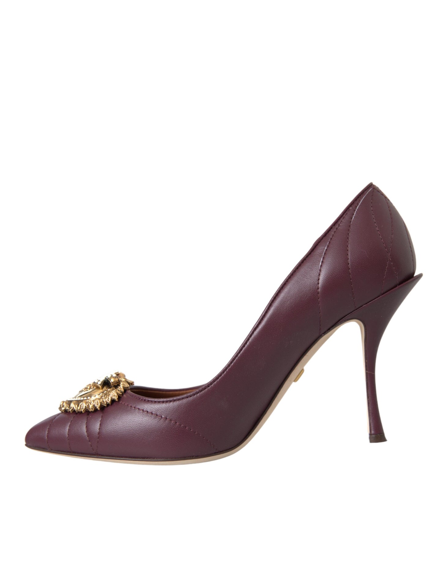 Dolce &amp; Gabbana Bordeaux Leather Heart DEVOTION Pumps Shoes