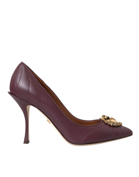 Dolce &amp; Gabbana Bordeaux Leather Heart DEVOTION Pumps Shoes