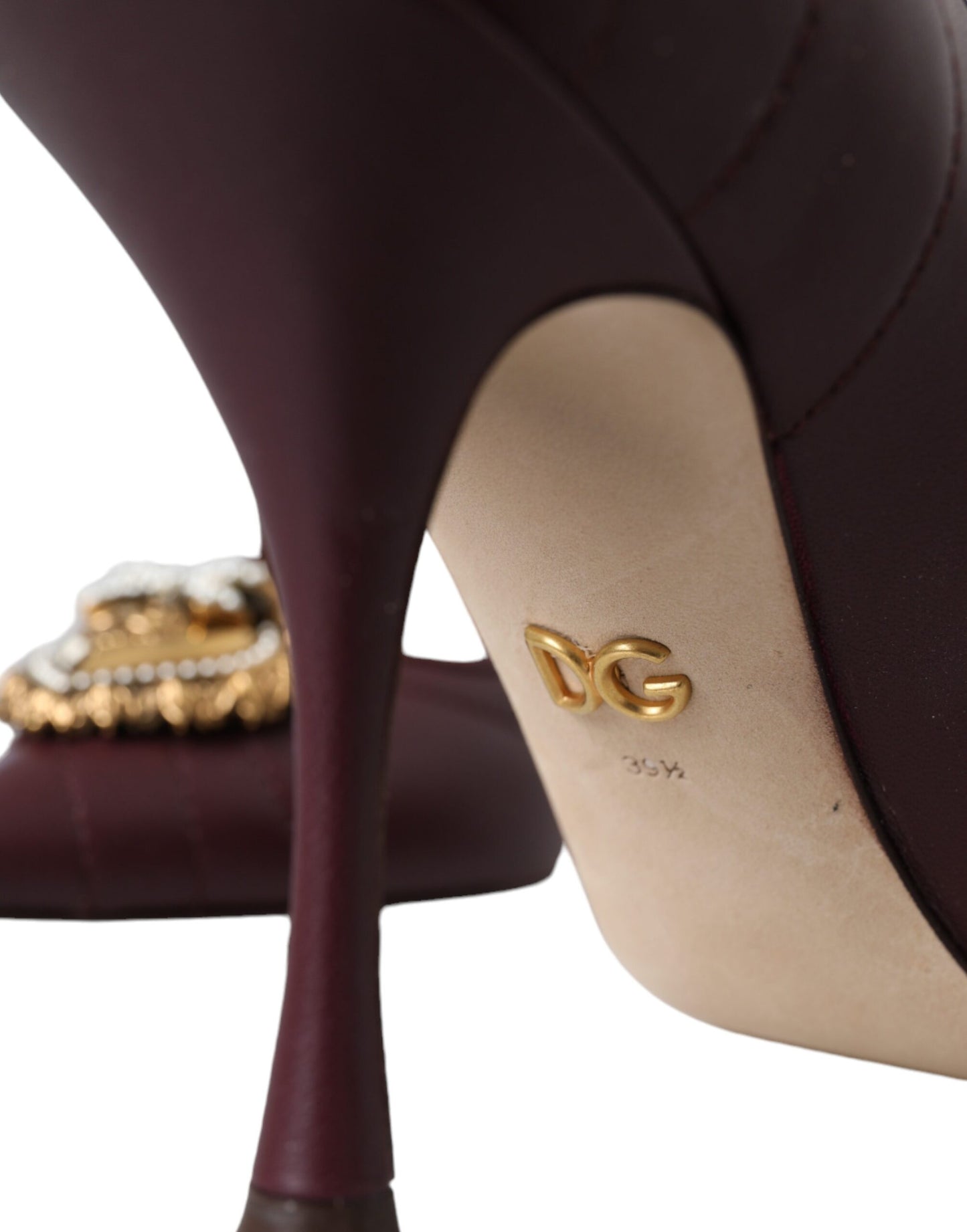 Dolce &amp; Gabbana Bordeaux Leather Heart DEVOTION Pumps Shoes