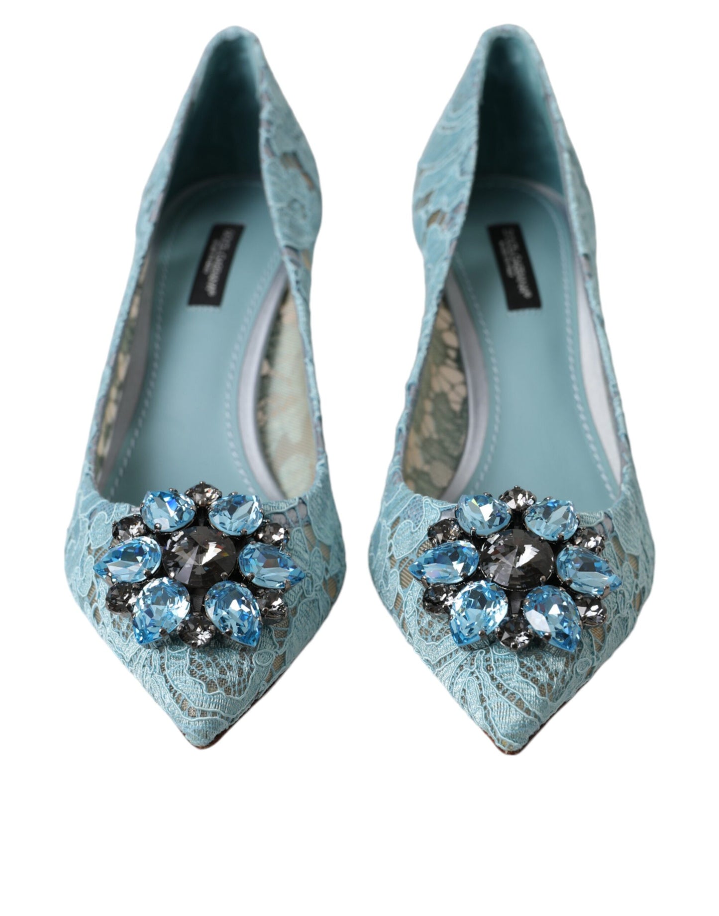 Dolce &amp; Gabbana Blue Taormina Pointed Crystal Heel Pumps Shoes