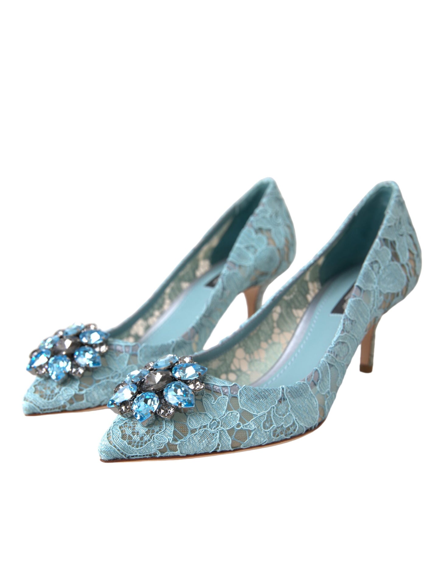 Dolce &amp; Gabbana Blue Taormina Pointed Crystal Heel Pumps Shoes