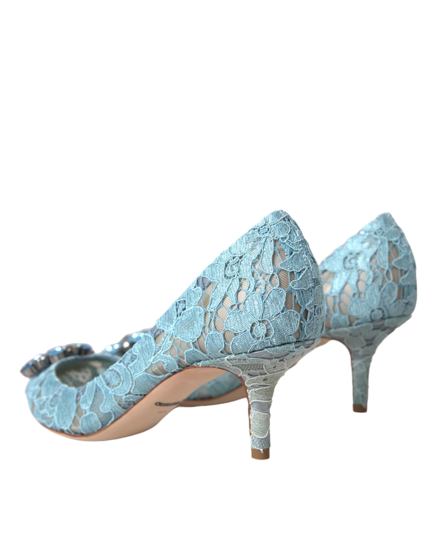 Dolce &amp; Gabbana Blue Taormina Pointed Crystal Heel Pumps Shoes