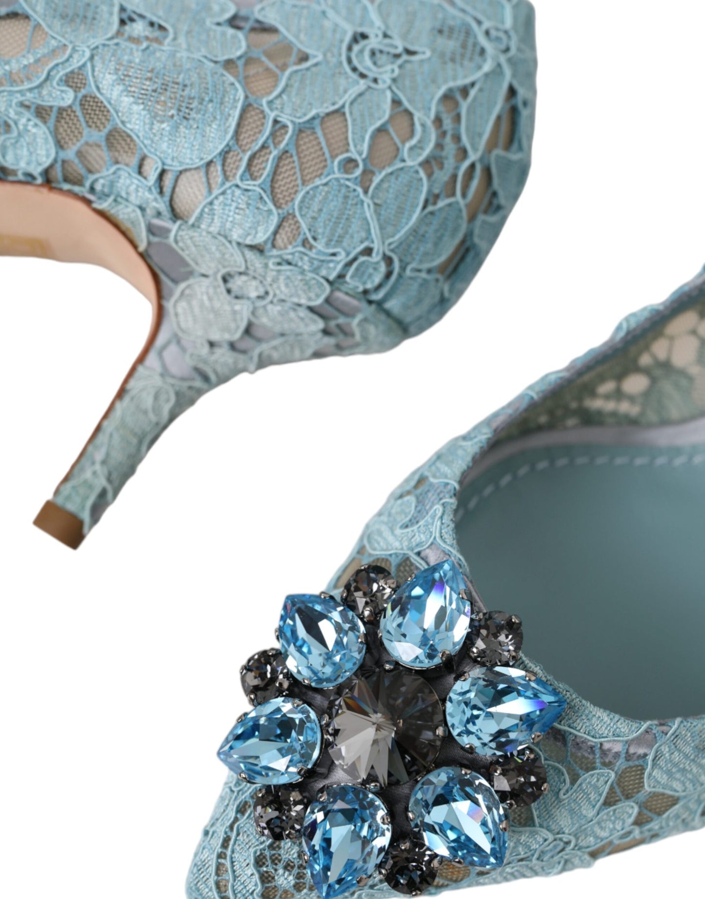 Dolce &amp; Gabbana Blue Taormina Pointed Crystal Heel Pumps Shoes