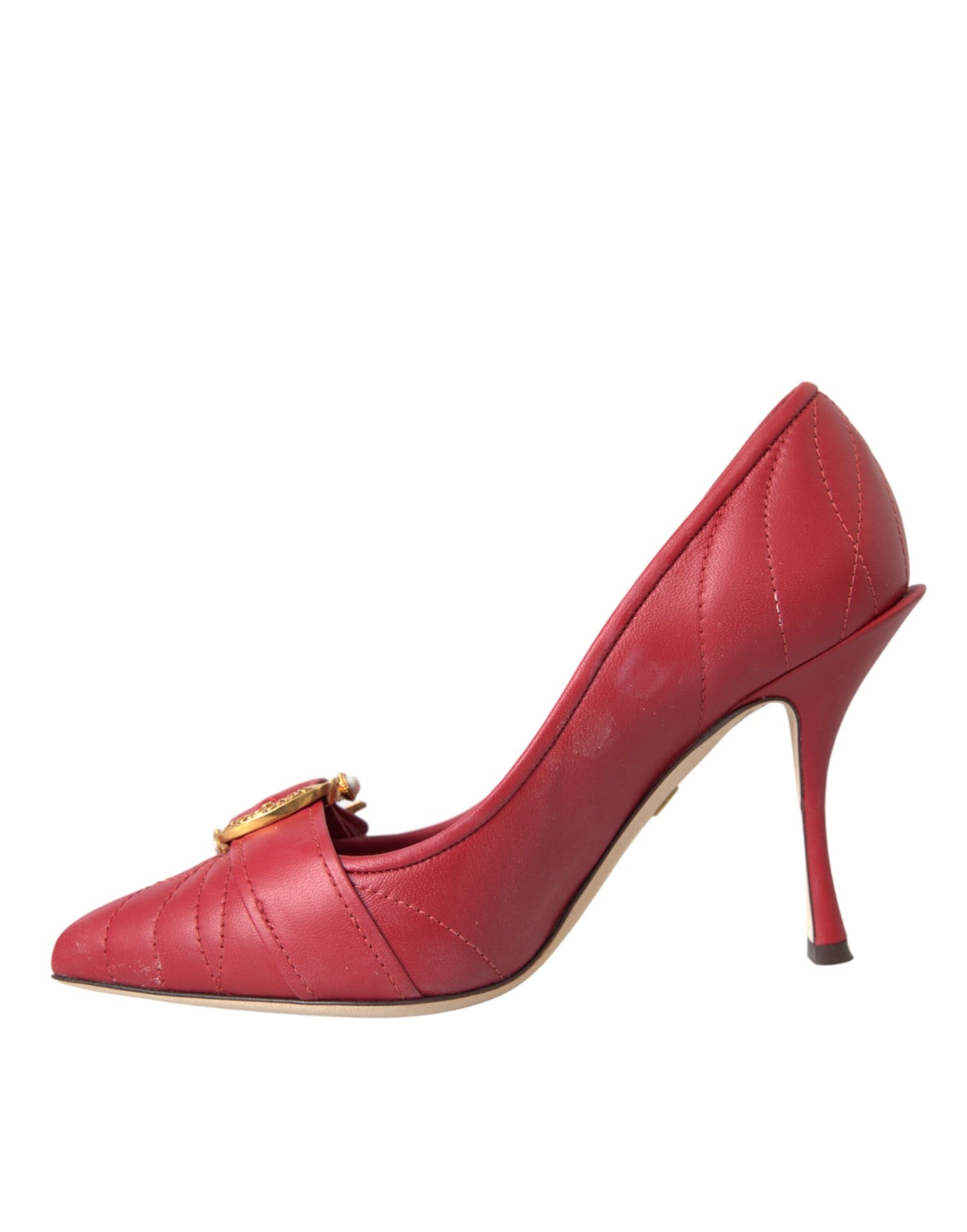 Dolce &amp; Gabbana Red Devotion Leather Heels Pumps Shoes