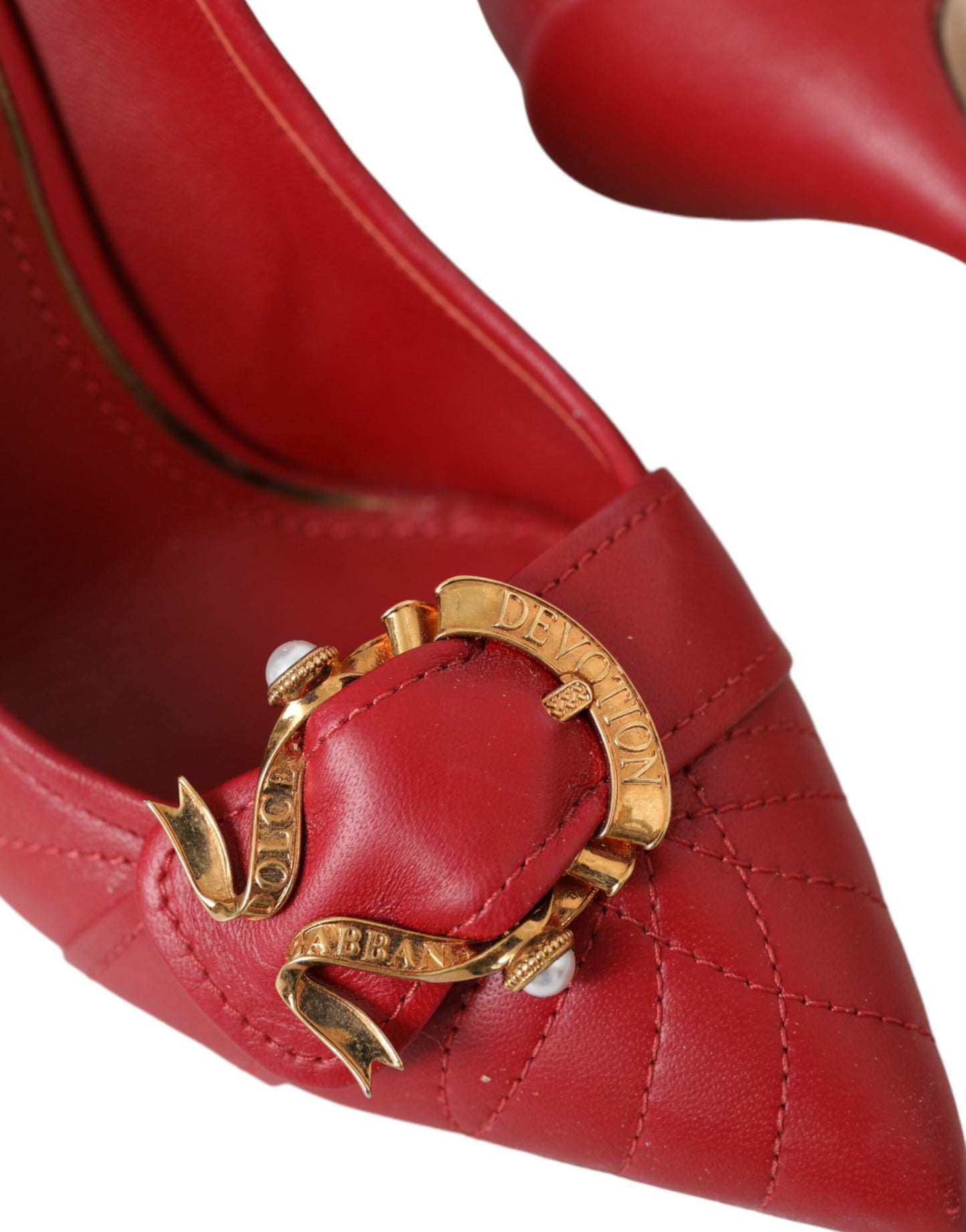 Dolce &amp; Gabbana Red Devotion Leather Heels Pumps Shoes