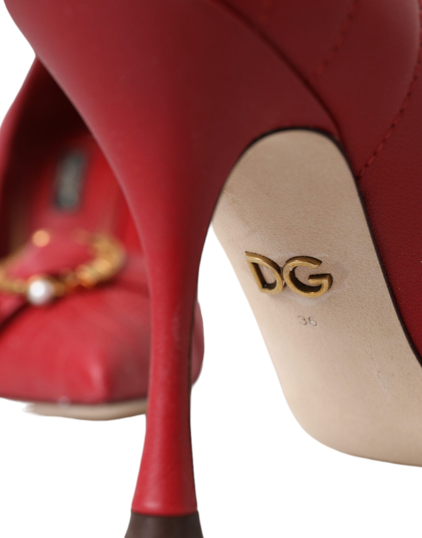 Dolce &amp; Gabbana Red Devotion Leather Heels Pumps Shoes