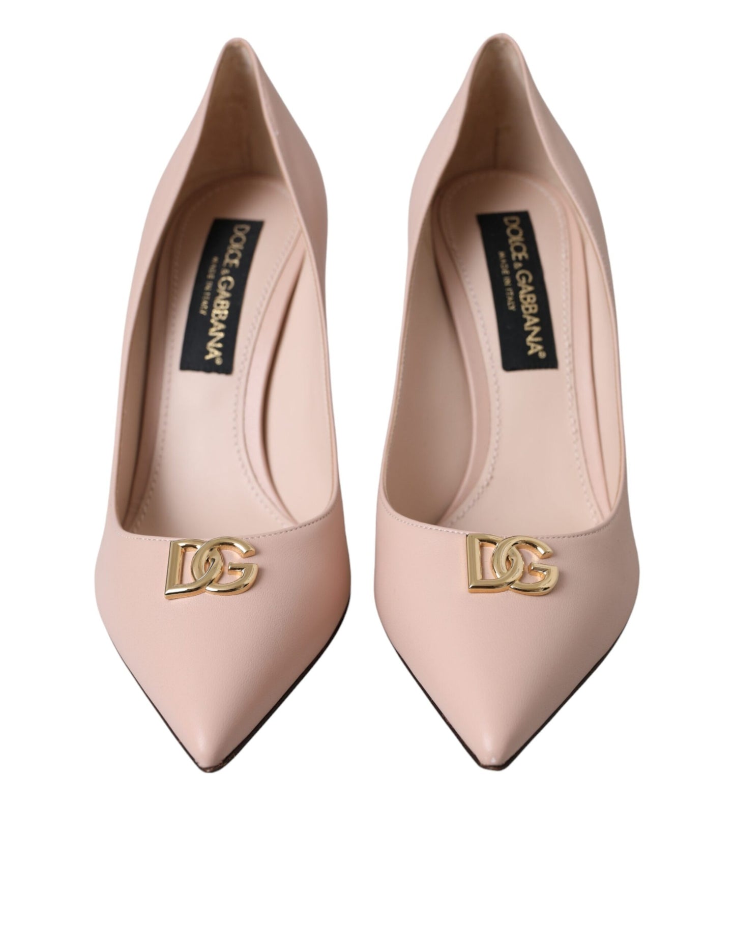 Dolce &amp; Gabbana Beige Lambskin Logo Pumps Heels Shoes