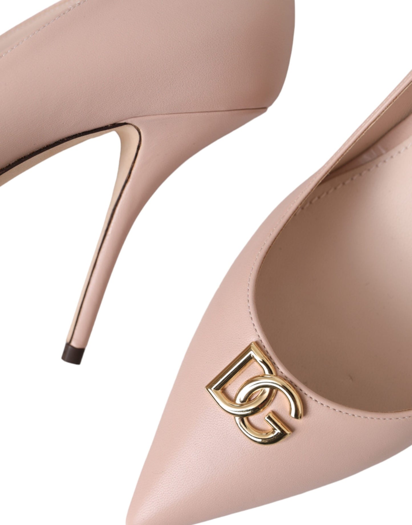 Dolce &amp; Gabbana Beige Lambskin Logo Pumps Heels Shoes