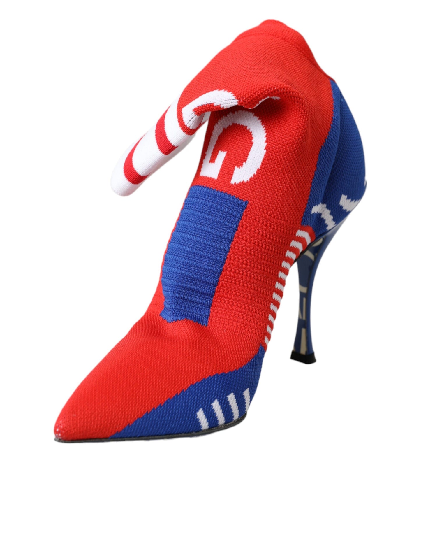 Dolce &amp; Gabbana Red Blue Stretch Sock Style Ankle Boots Logo Shoes