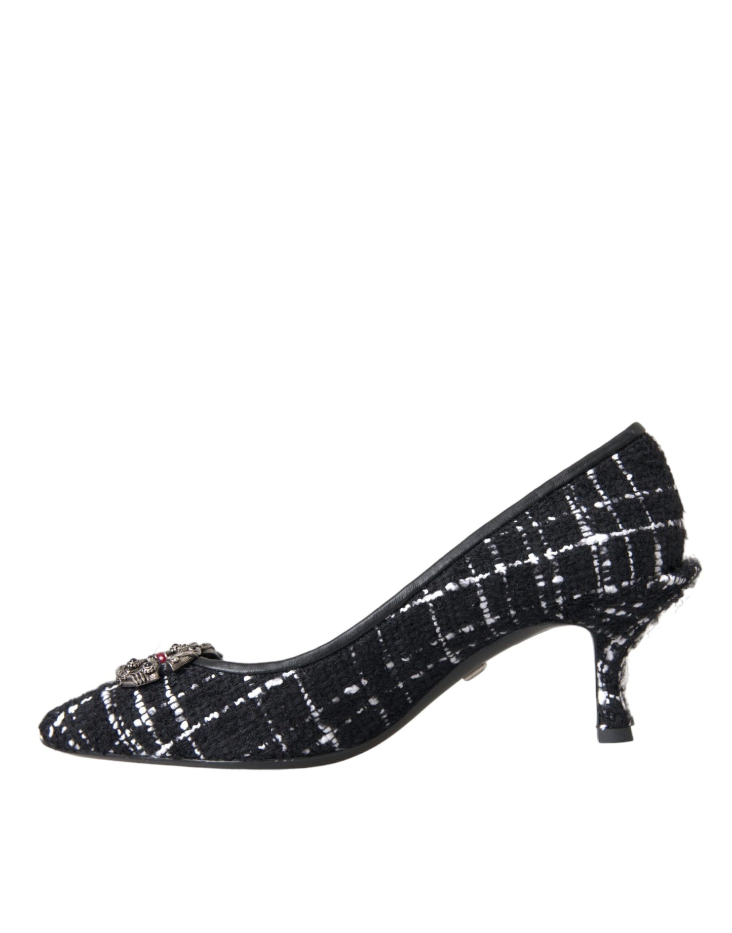 Dolce &amp; Gabbana Black White Tweed DG Amore Heels Pumps Shoes