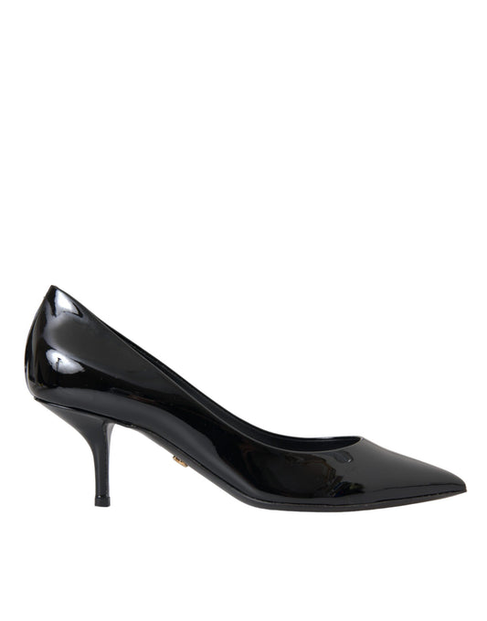 Dolce &amp; Gabbana Black Patent Leather Heels Pumps Shoes