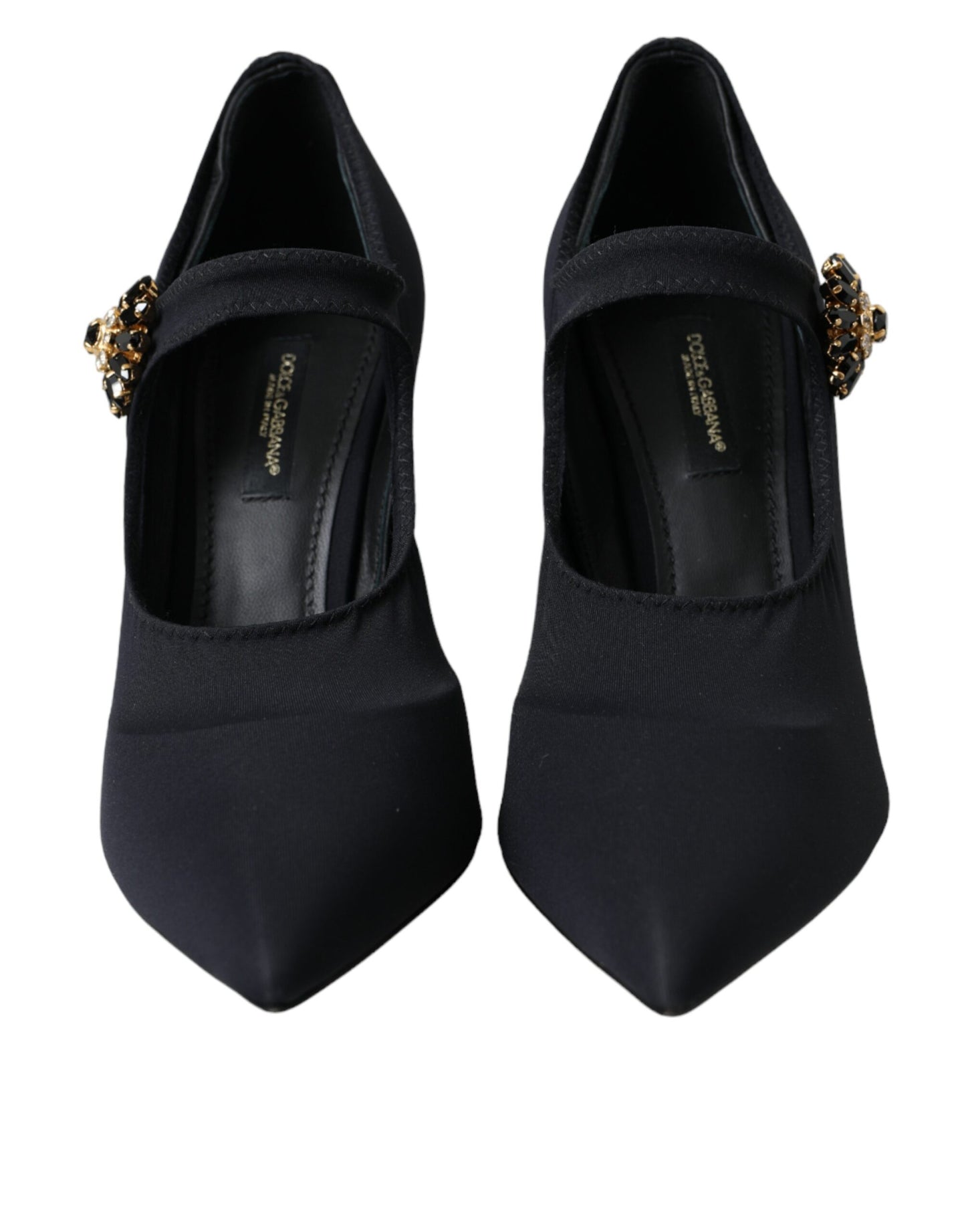 Dolce &amp; Gabbana Black Mary Jane Jersey Crystal Pumps Shoes