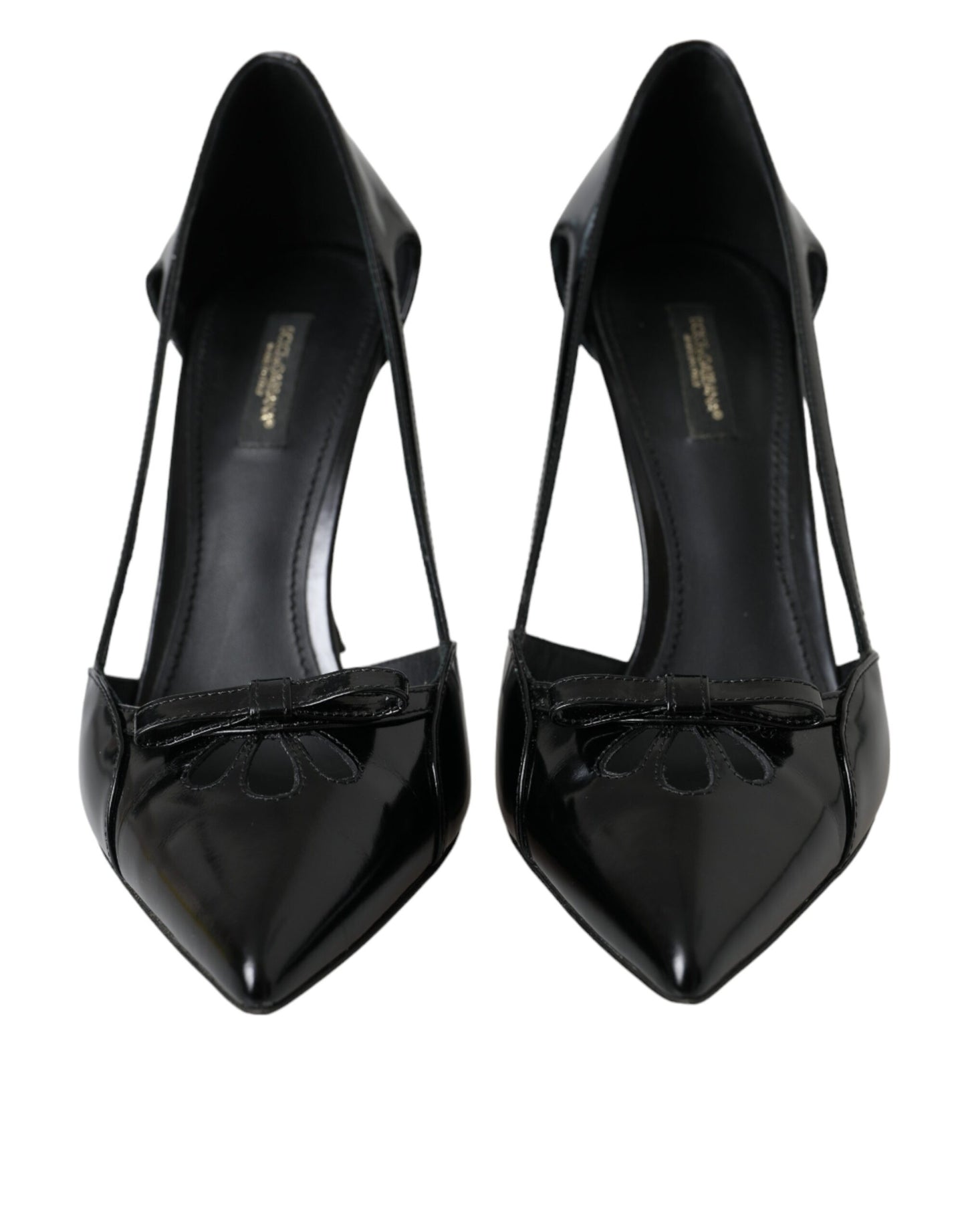 Dolce &amp; Gabbana Black Calfskin Pointed Heel Pumps Shoes