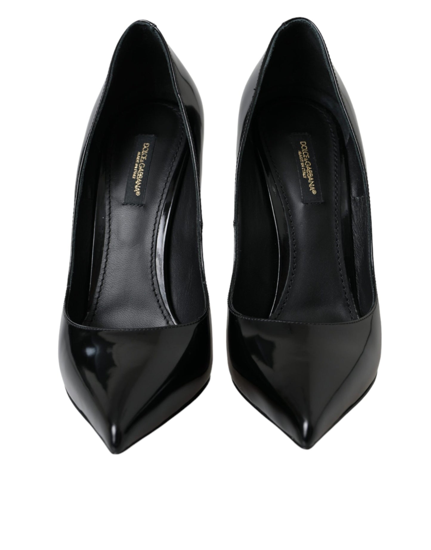 Dolce &amp; Gabbana Black Patent Leather High Heels Pumps Shoes