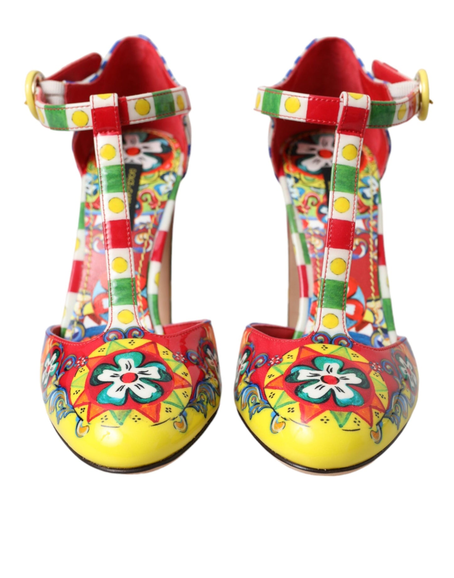 Dolce &amp; Gabbana Multicolor Carretto T-strap Sandals Shoes