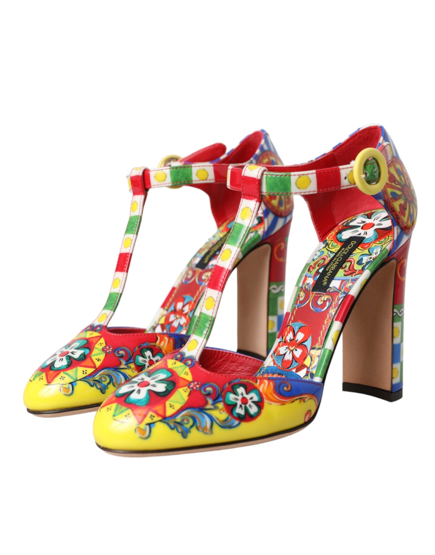 Dolce &amp; Gabbana Multicolor Carretto T-strap Sandals Shoes