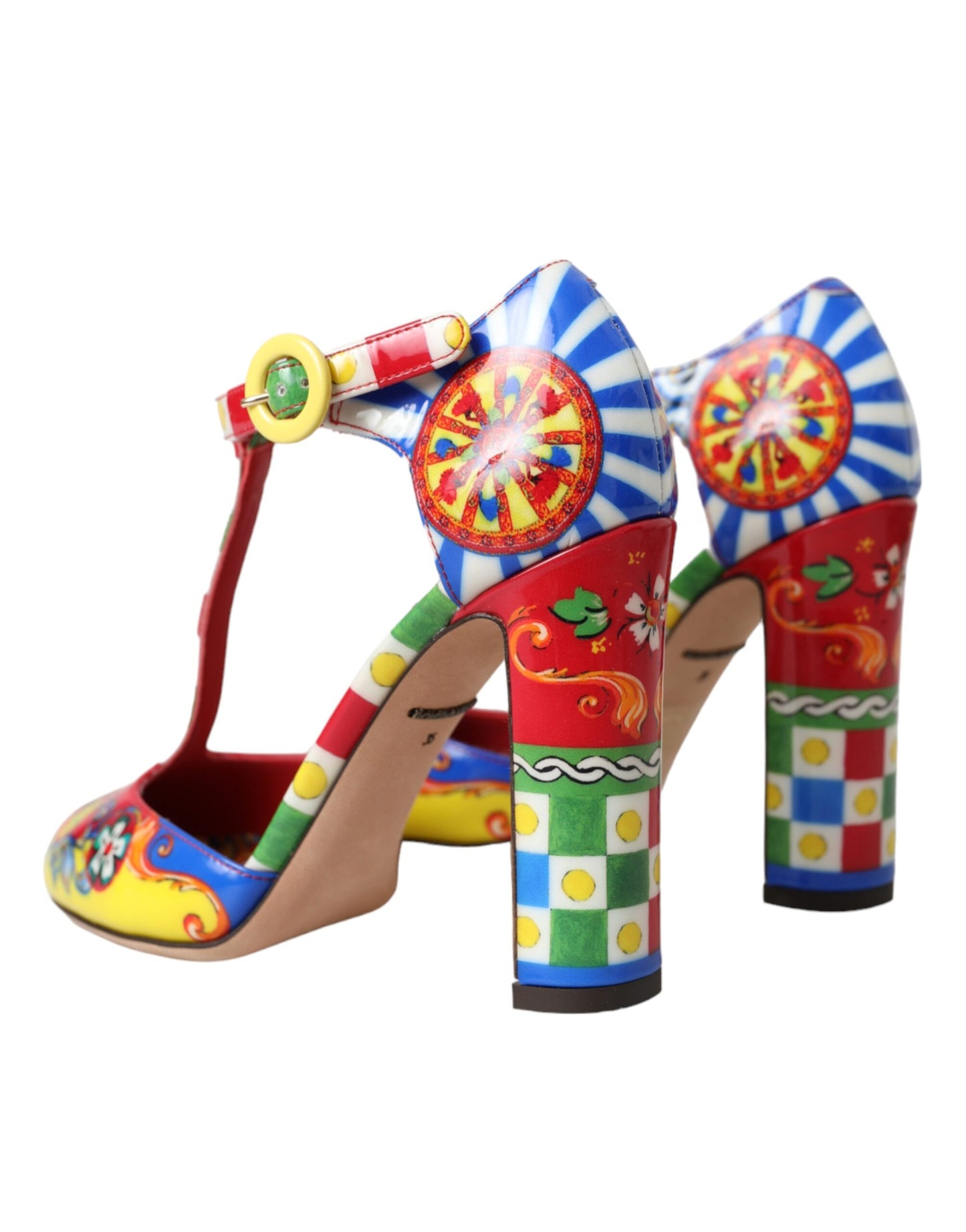 Dolce &amp; Gabbana Multicolor Carretto T-strap Sandals Shoes