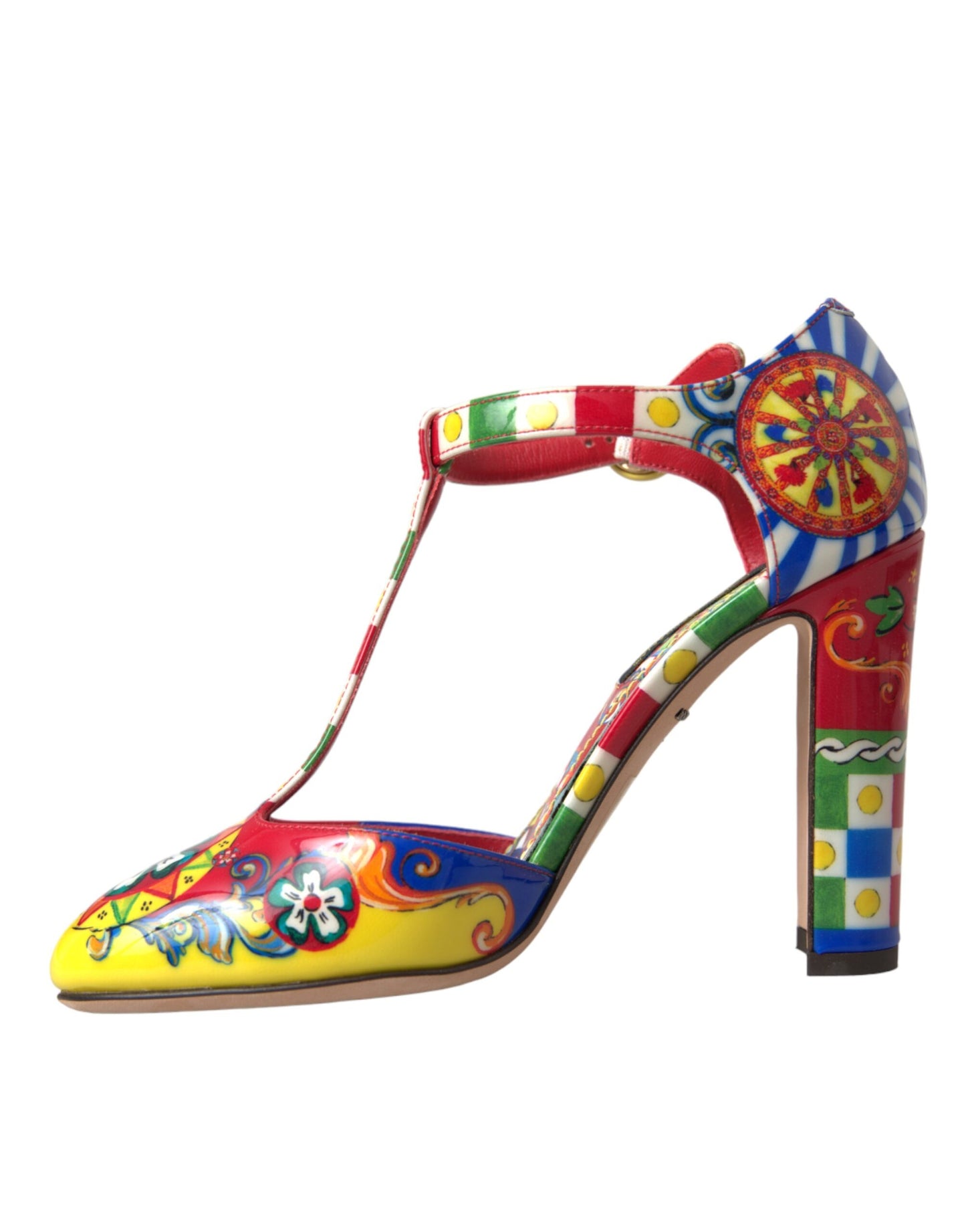 Dolce &amp; Gabbana Multicolor Carretto T-strap Sandals Shoes