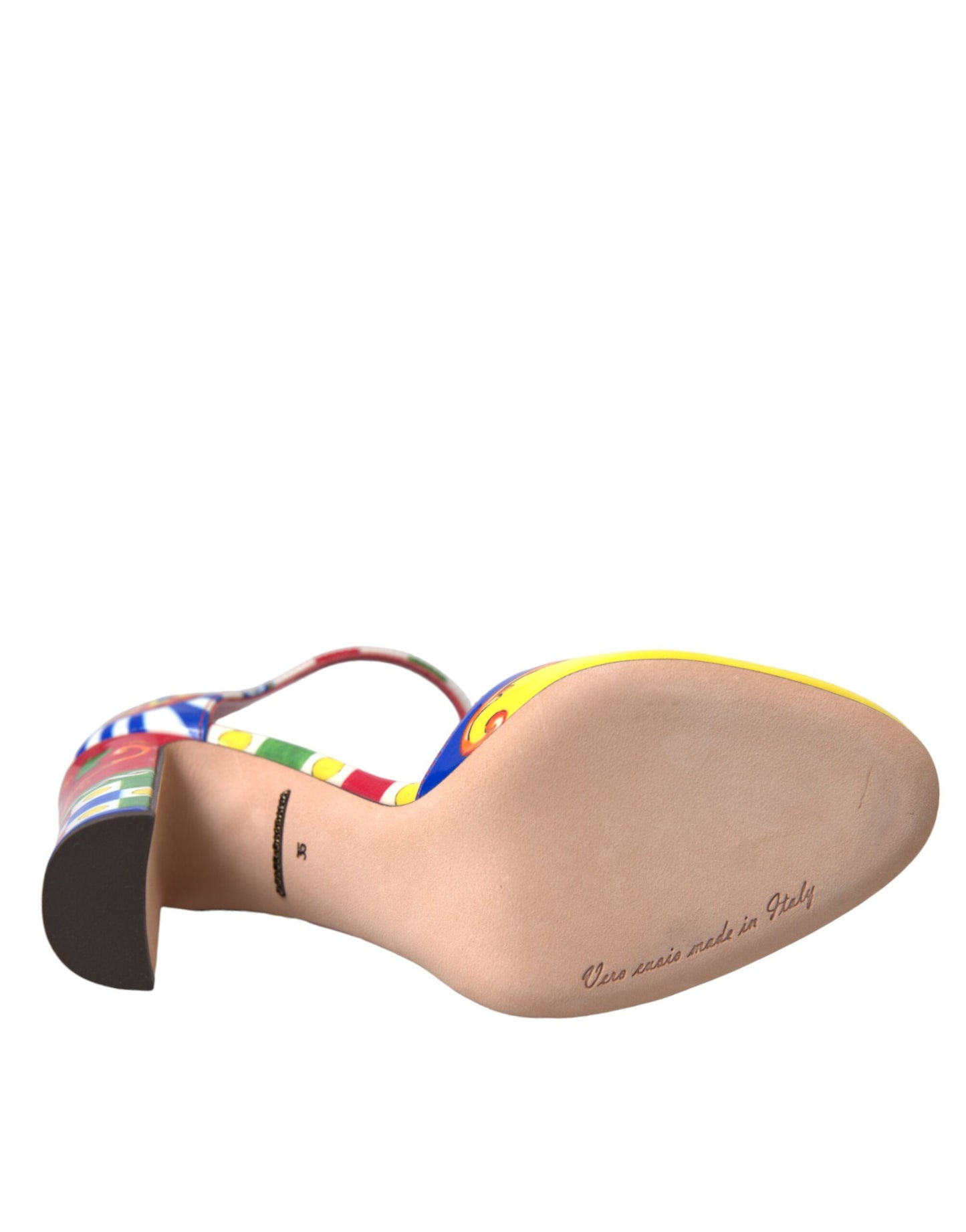 Dolce &amp; Gabbana Multicolor Carretto T-strap Sandals Shoes