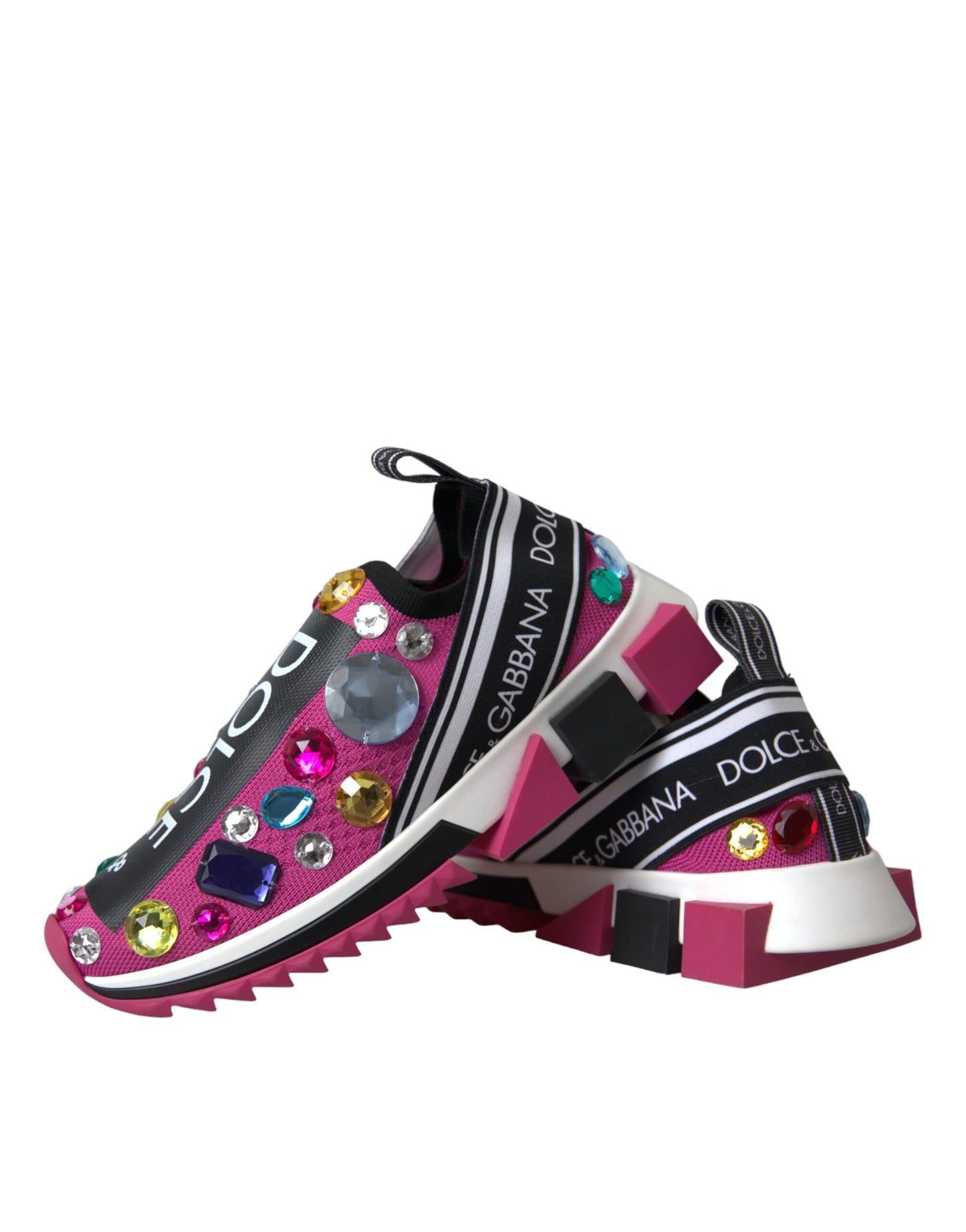 Dolce &amp; Gabbana Pink Sorrento Crystals Sneakers Shoes