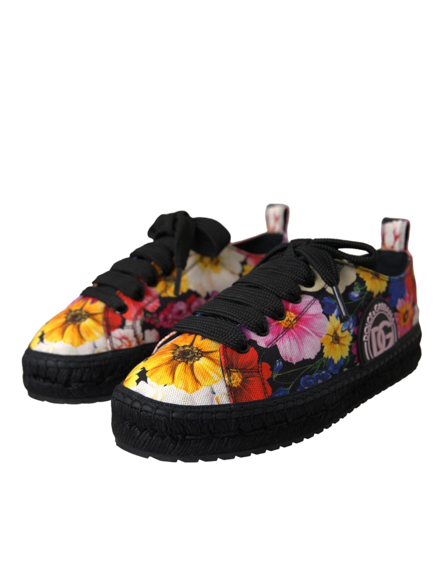 Dolce &amp; Gabbana Multicolor Canvas Floral Espadrilles Sneakers Shoes