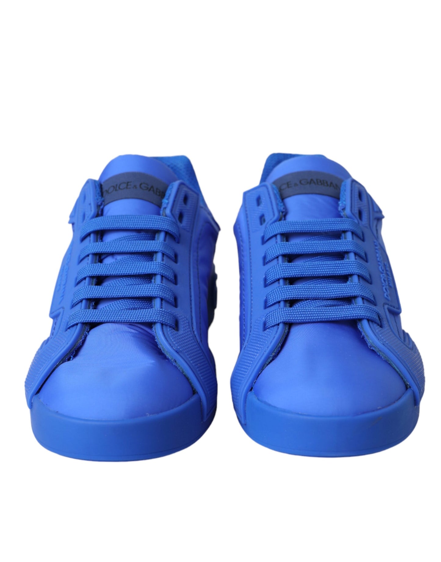 Dolce &amp; Gabbana Blue Leather Fabric Low Top Sneakers Shoes