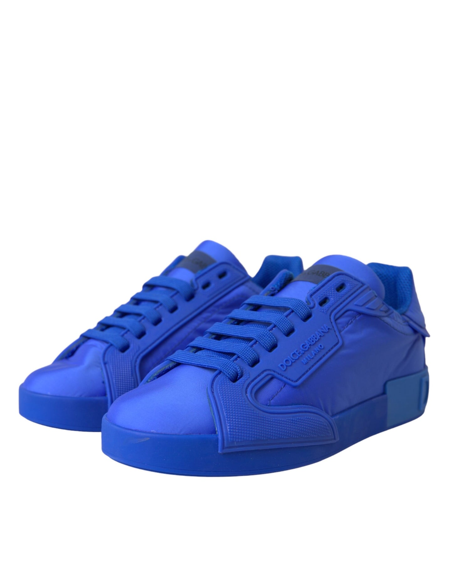 Dolce &amp; Gabbana Blue Leather Fabric Low Top Sneakers Shoes