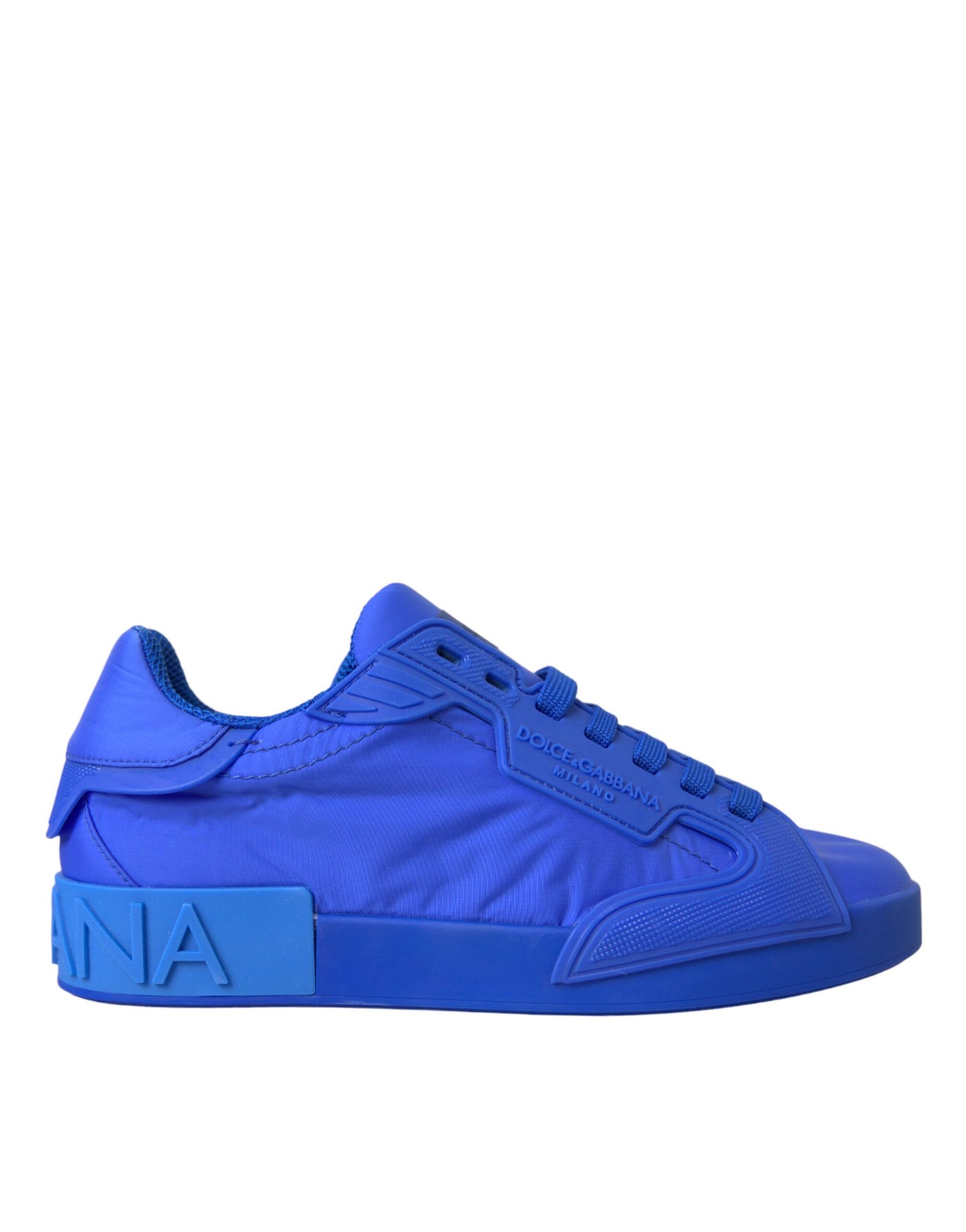 Dolce &amp; Gabbana Blue Leather Fabric Low Top Sneakers Shoes