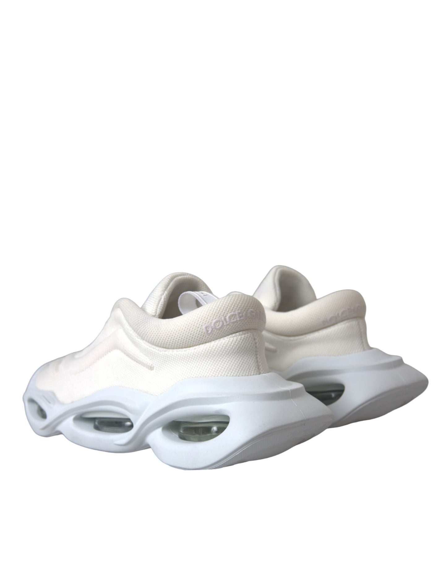 Dolce &amp; Gabbana White Padded Fabric Wave Low Top Sneakers Shoes