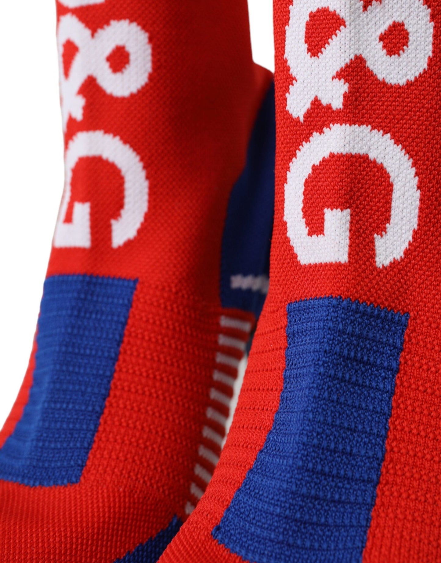 Dolce &amp; Gabbana Red Blue Stretch Sock Style Short Boots Logo Shoes