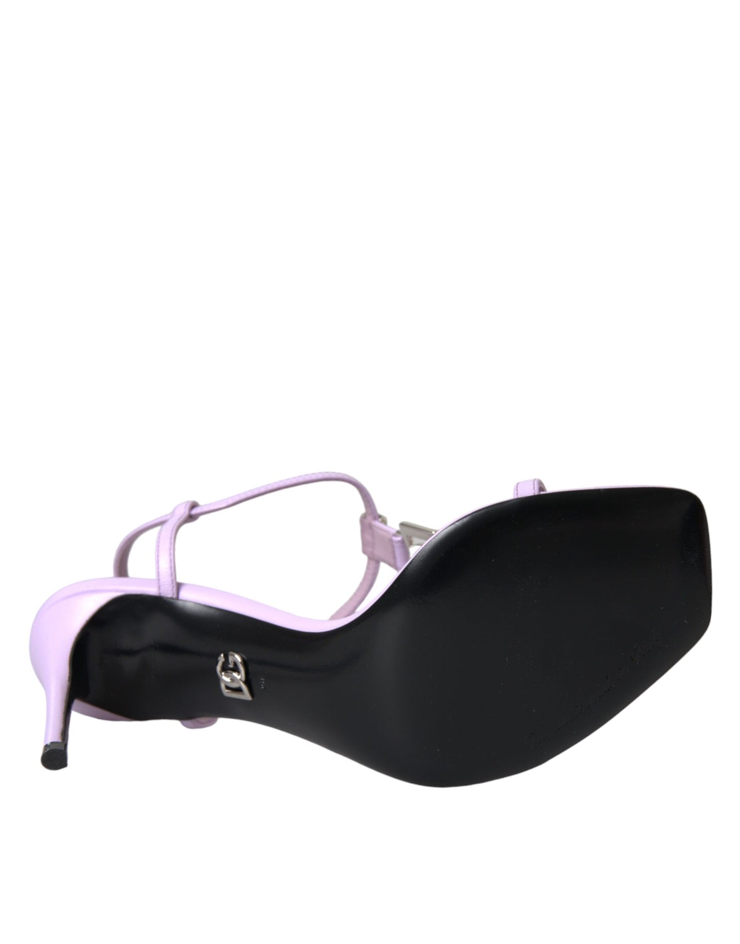 Dolce &amp; Gabbana Purple Leather Logo Ankle Strap Keira Sandals Shoes