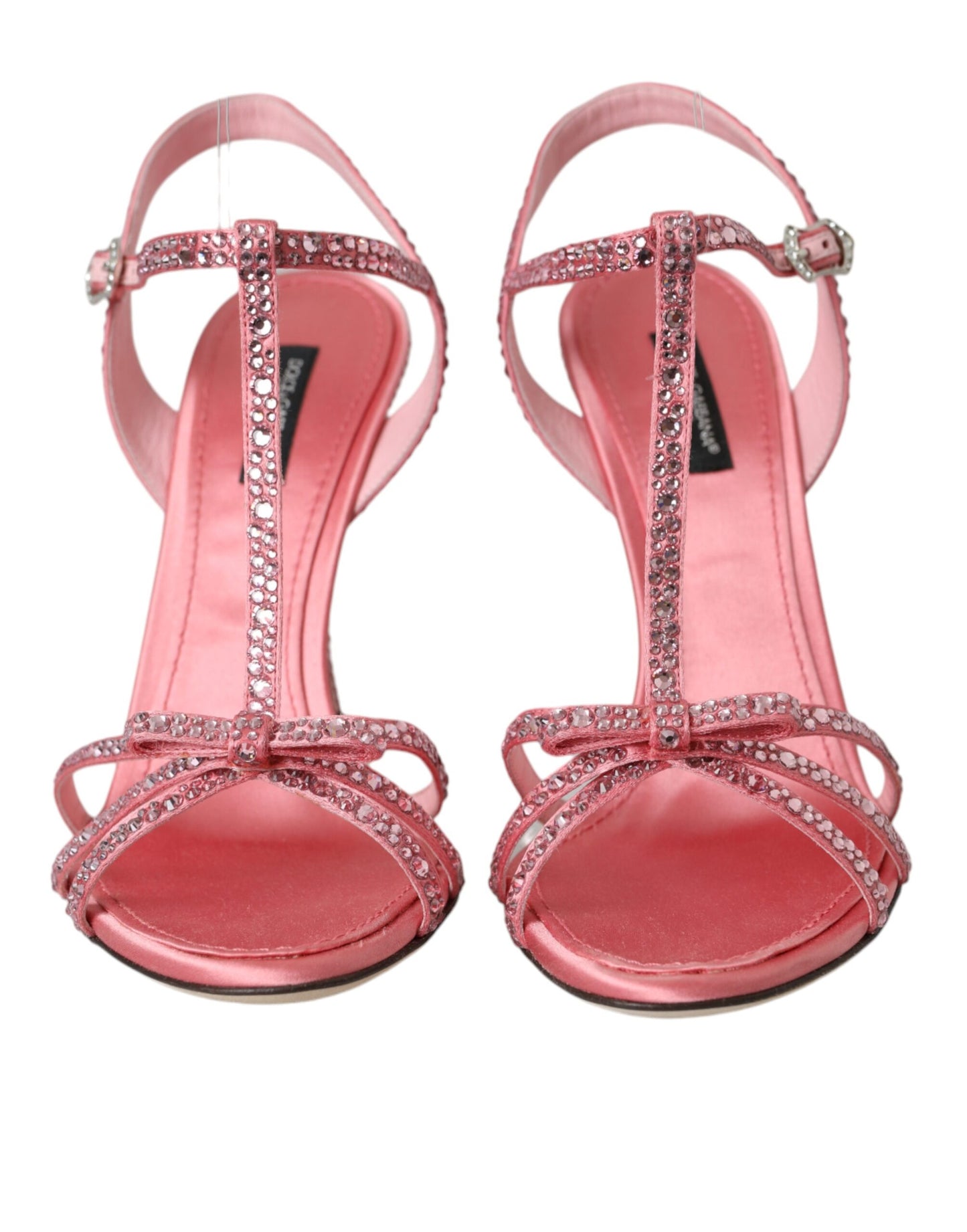 Dolce &amp; Gabbana Pink Rhinestone Ankle Strap Heels Sandals Shoes