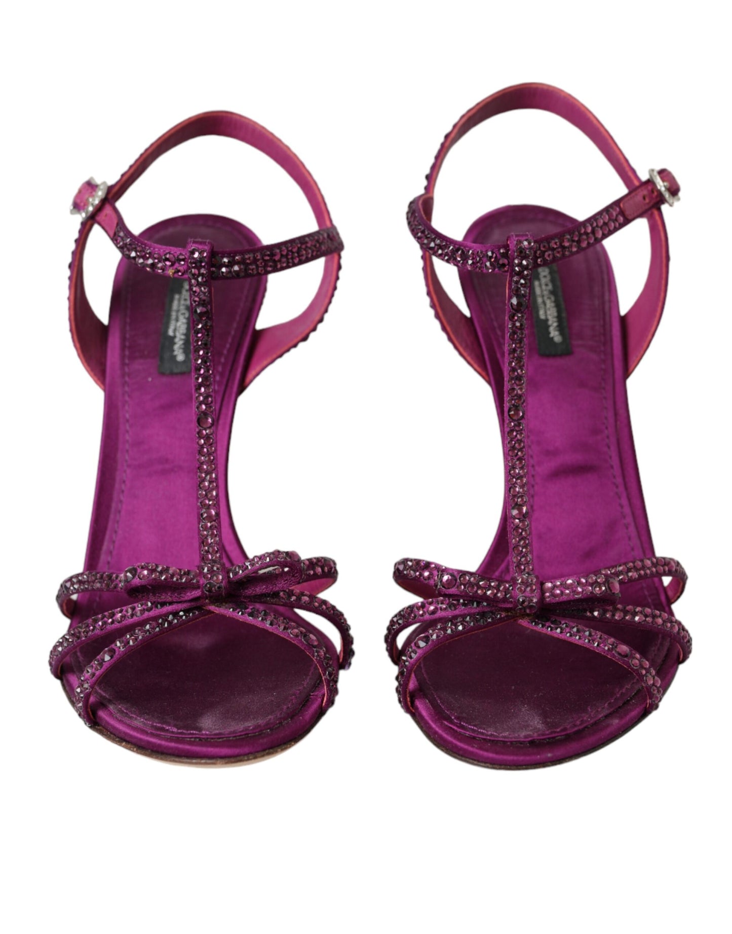 Dolce &amp; Gabbana Purple Rhinestone Strappy Sandals Shoes