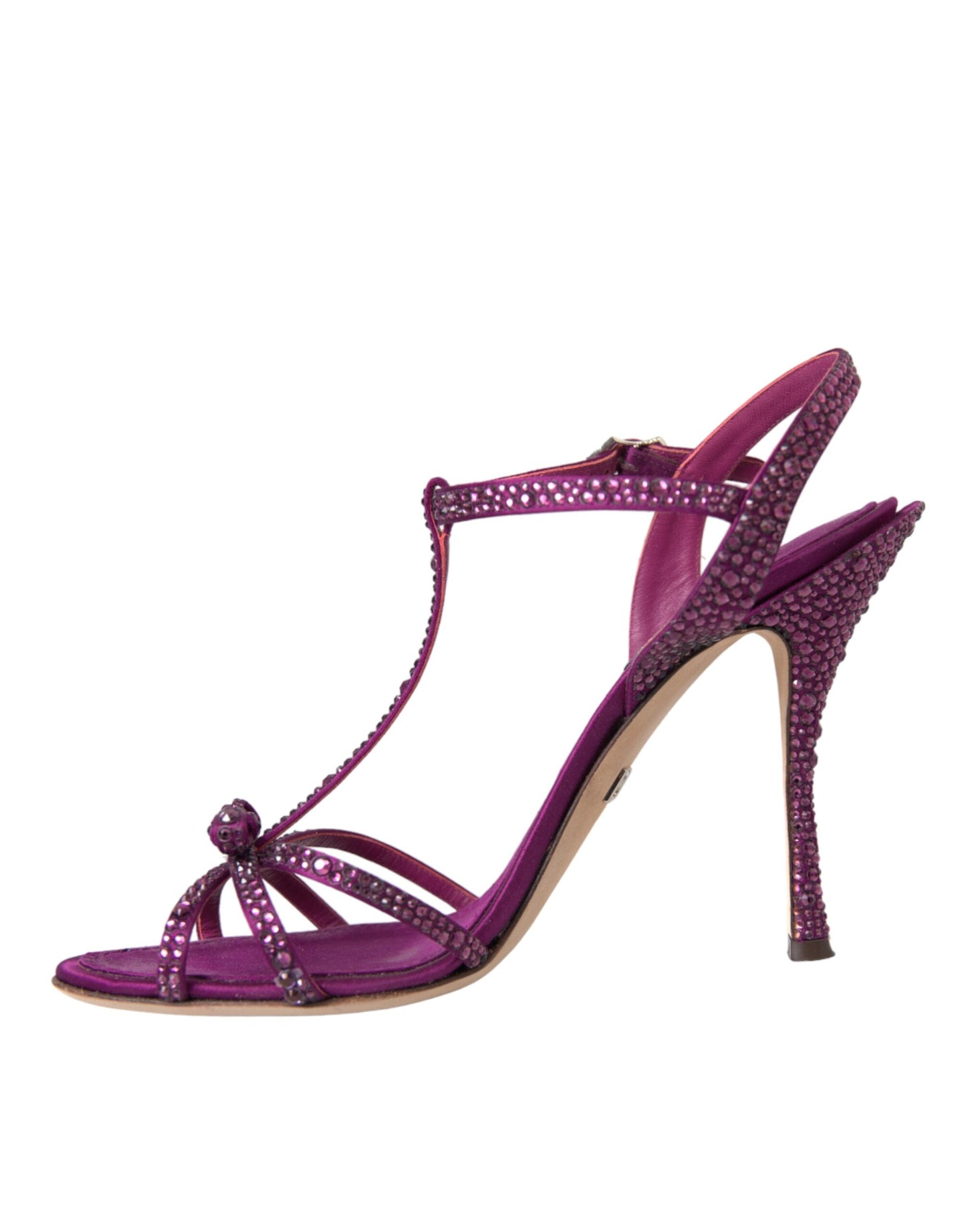 Dolce &amp; Gabbana Purple Rhinestone Strappy Sandals Shoes