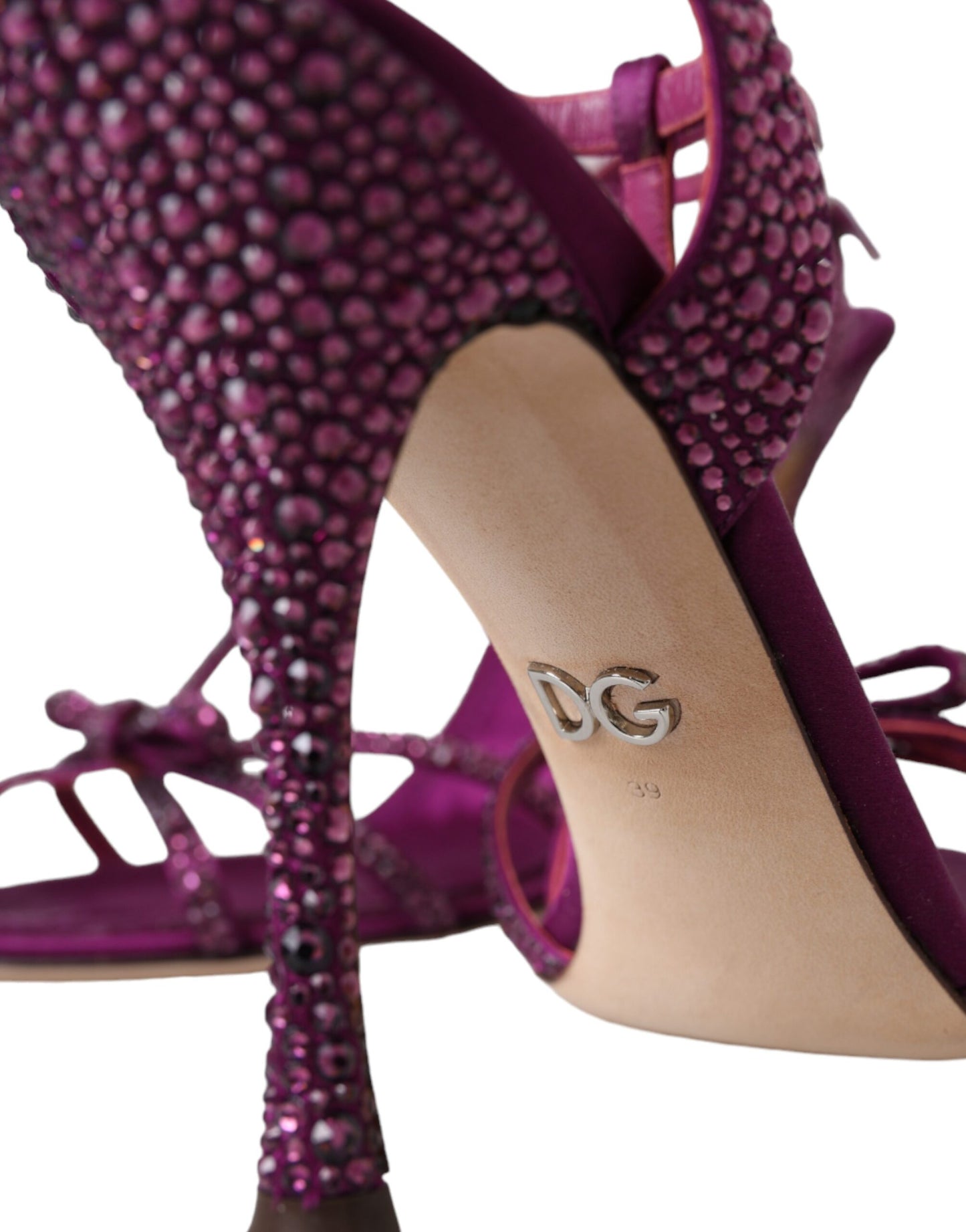 Dolce &amp; Gabbana Purple Rhinestone Strappy Sandals Shoes