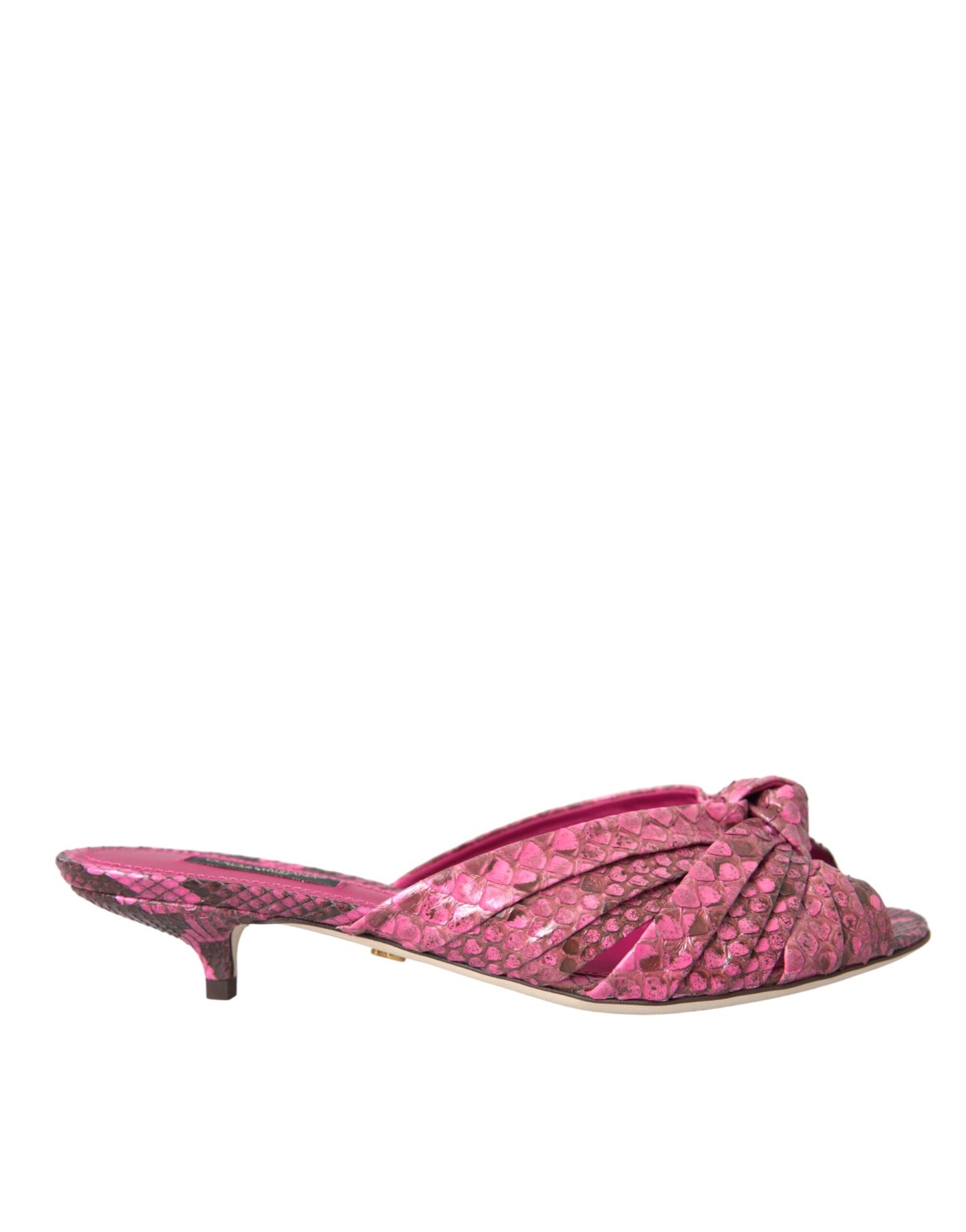 Dolce &amp; Gabbana Pink Exotic Leather Kitten Heels Slides Shoes