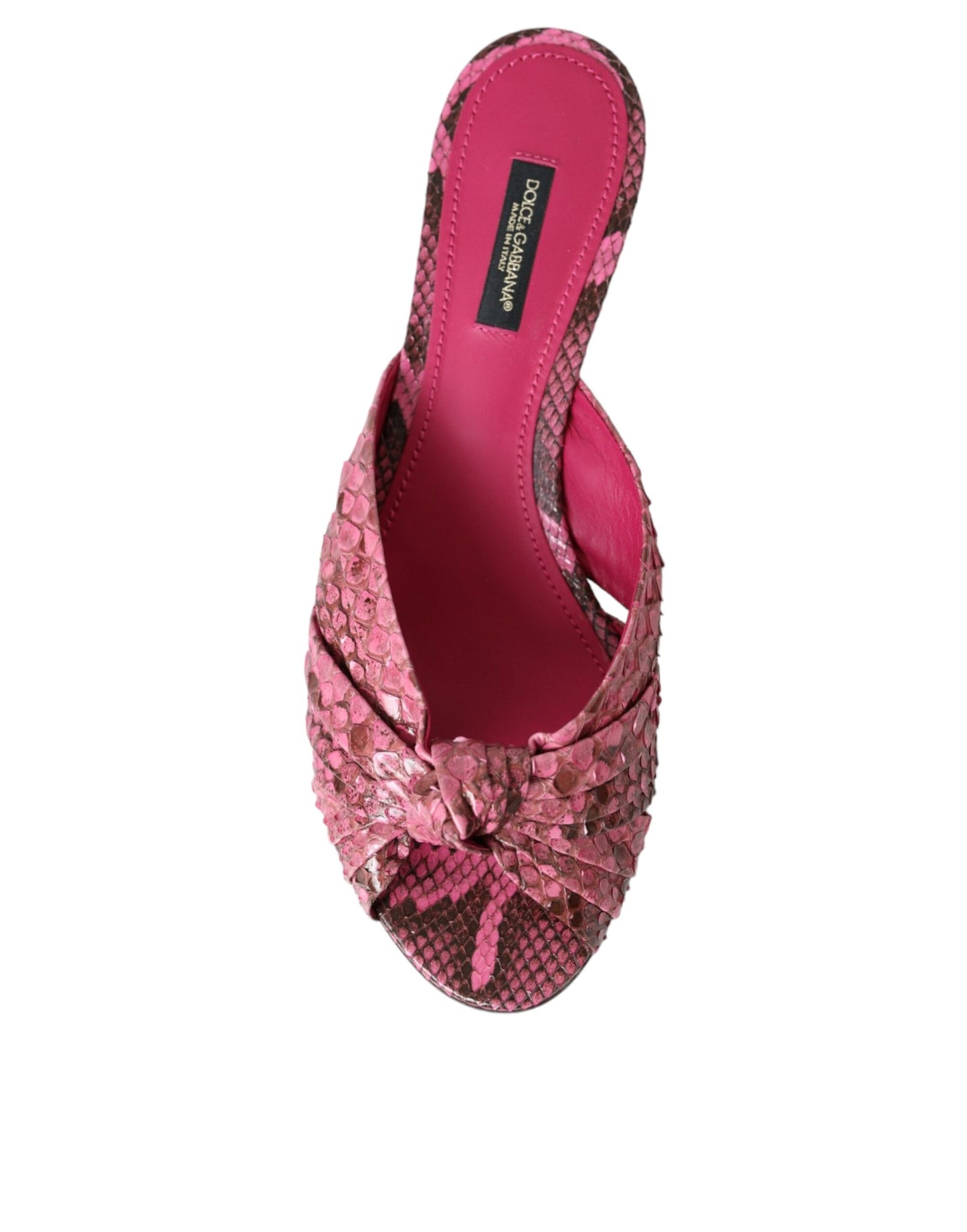 Dolce &amp; Gabbana Pink Exotic Leather Kitten Heels Slides Shoes