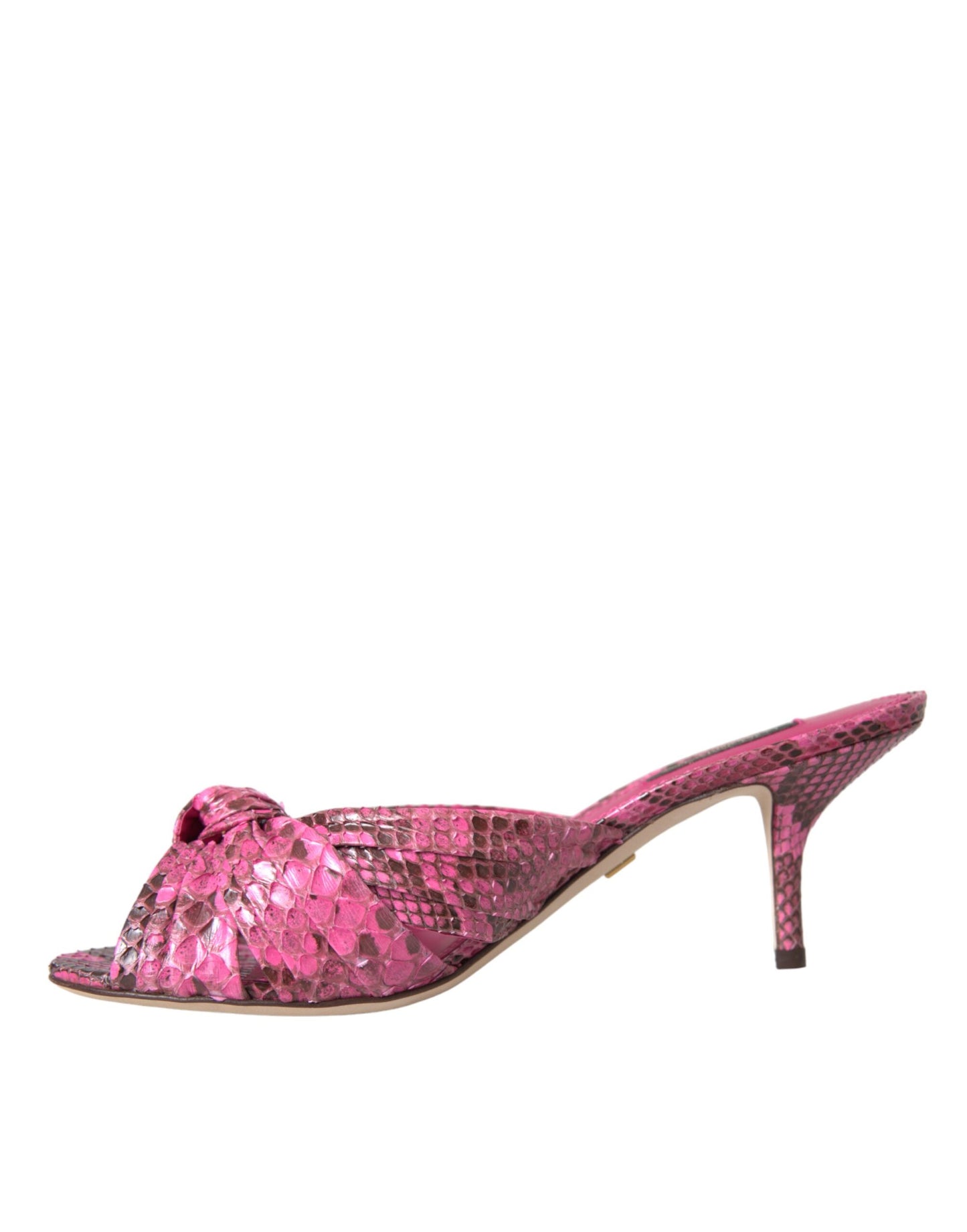 Dolce &amp; Gabbana Pink Exotic Leather Kitten Heels Slides Shoes