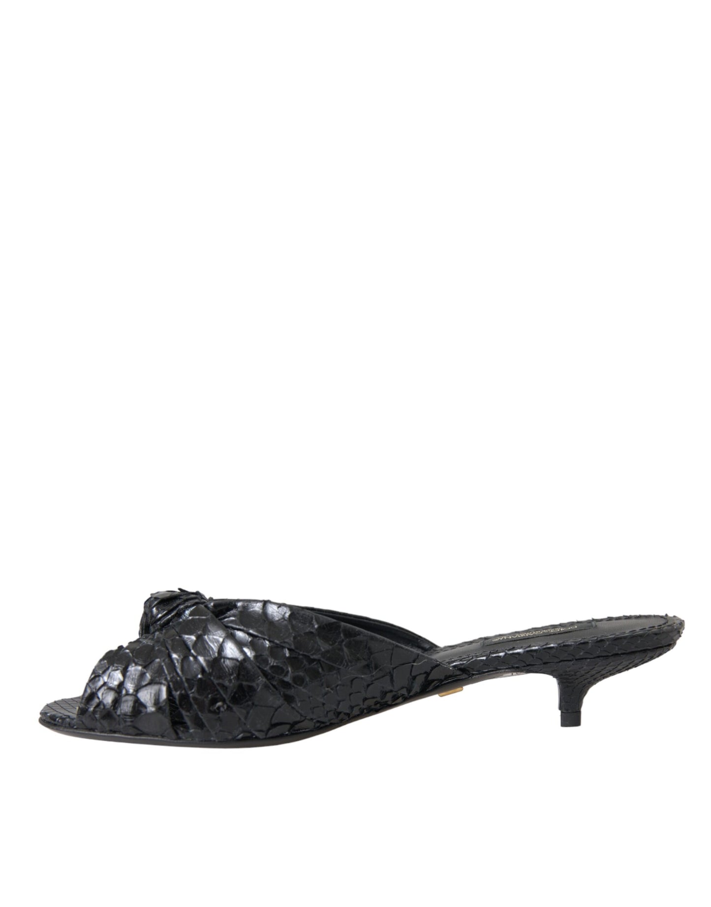 Dolce &amp; Gabbana Black Exotic Leather Heels Slides Shoes