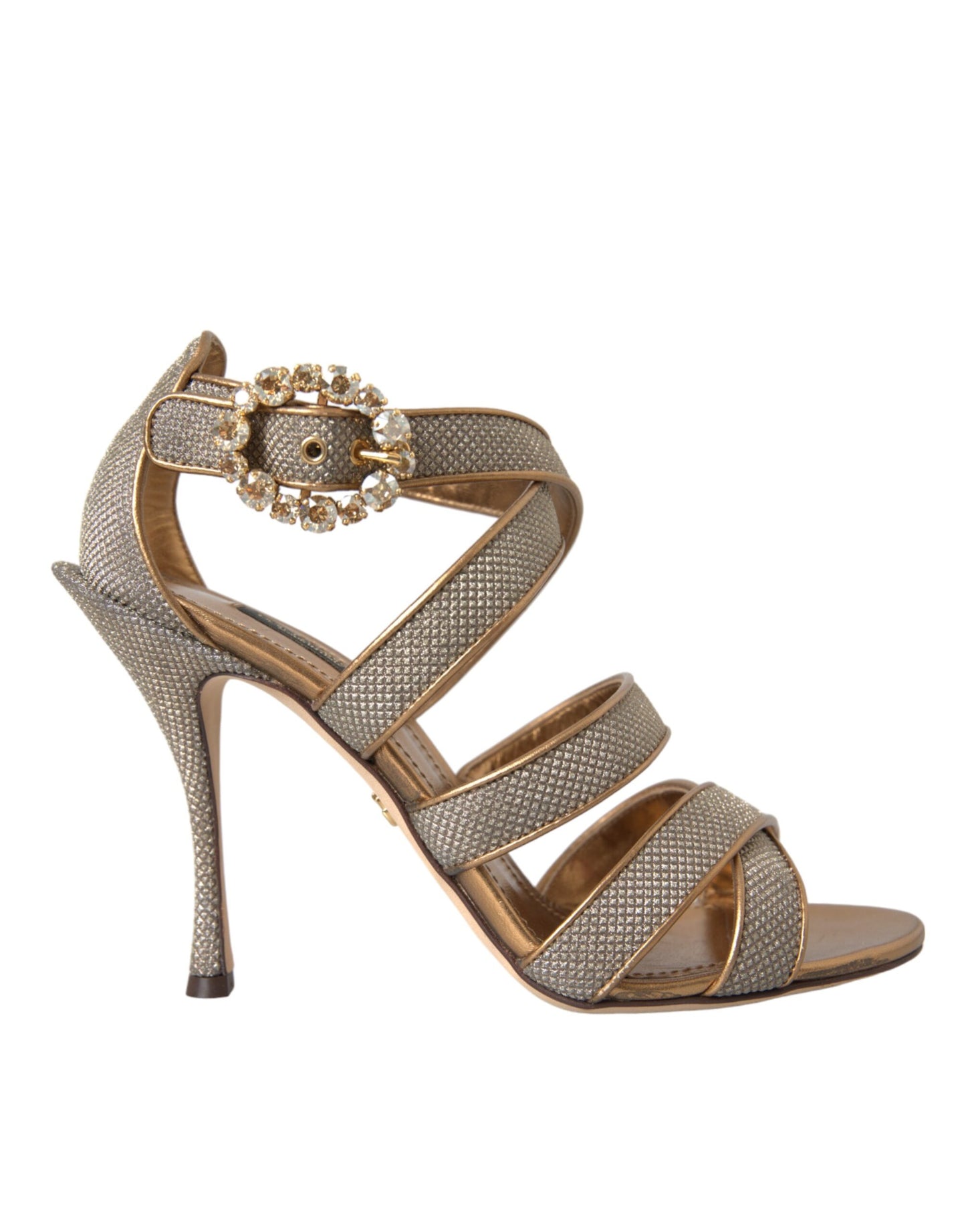 Dolce &amp; Gabbana Bronze Crystal Strap Heels Sandals Shoes