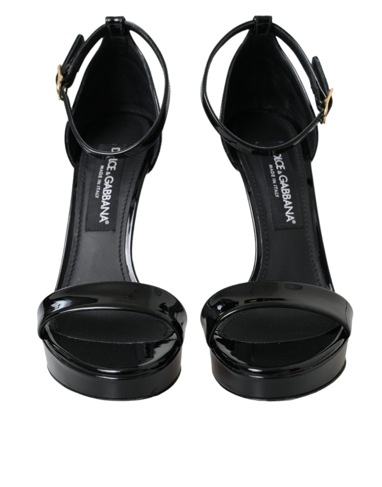 Dolce &amp; Gabbana Black KEIRA Leather Heels Sandals Shoes