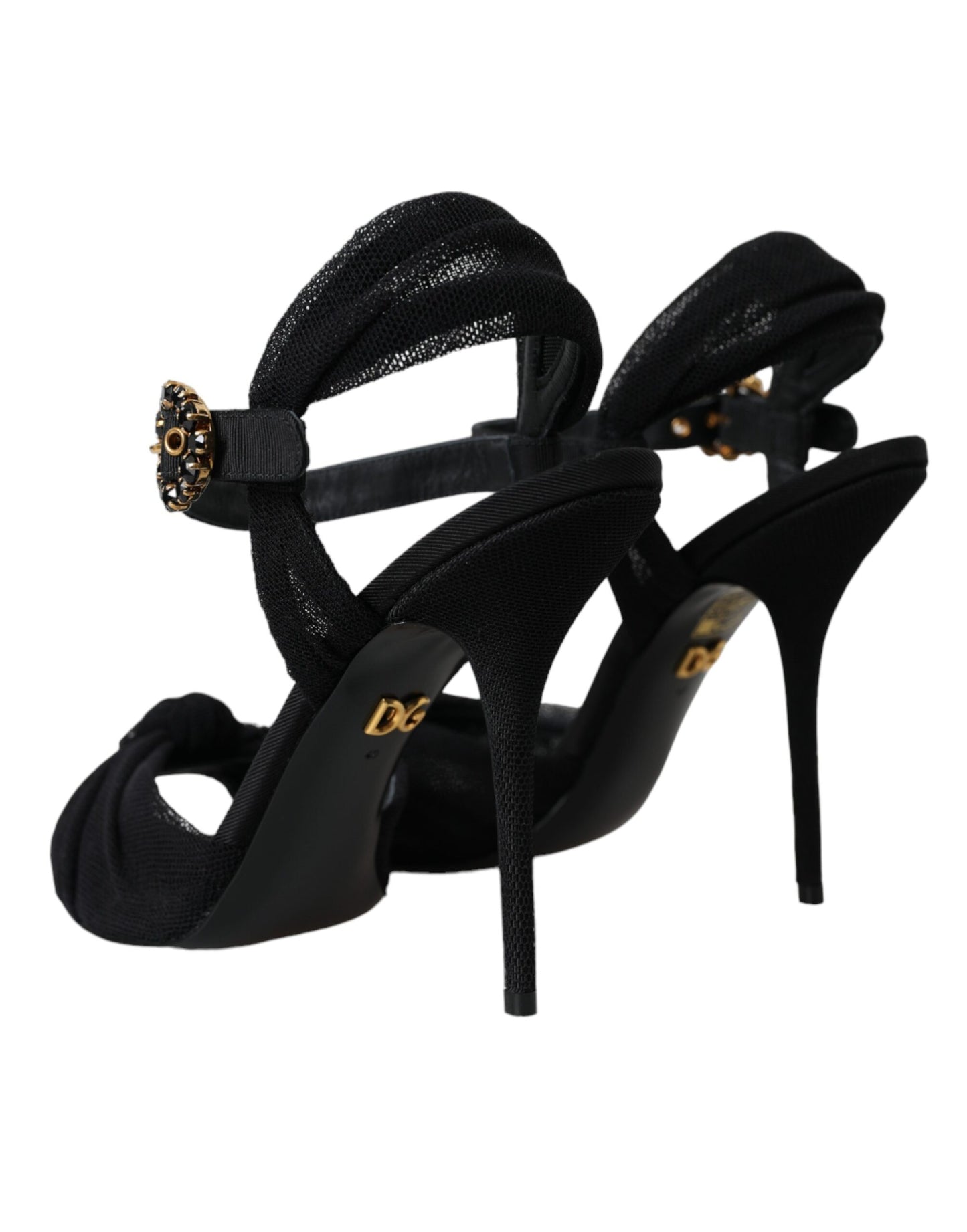 Dolce &amp; Gabbana Black Suede Crystals Keira Sandals Shoes