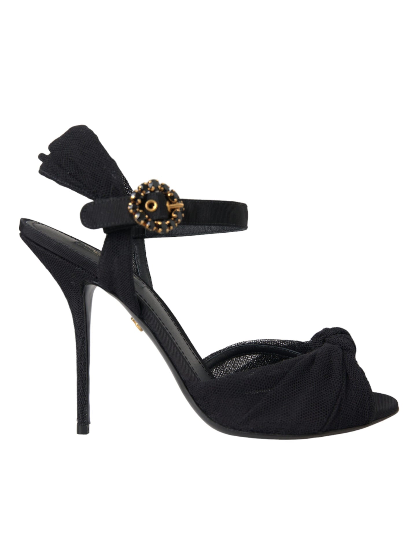 Dolce &amp; Gabbana Black Suede Crystals Keira Sandals Shoes