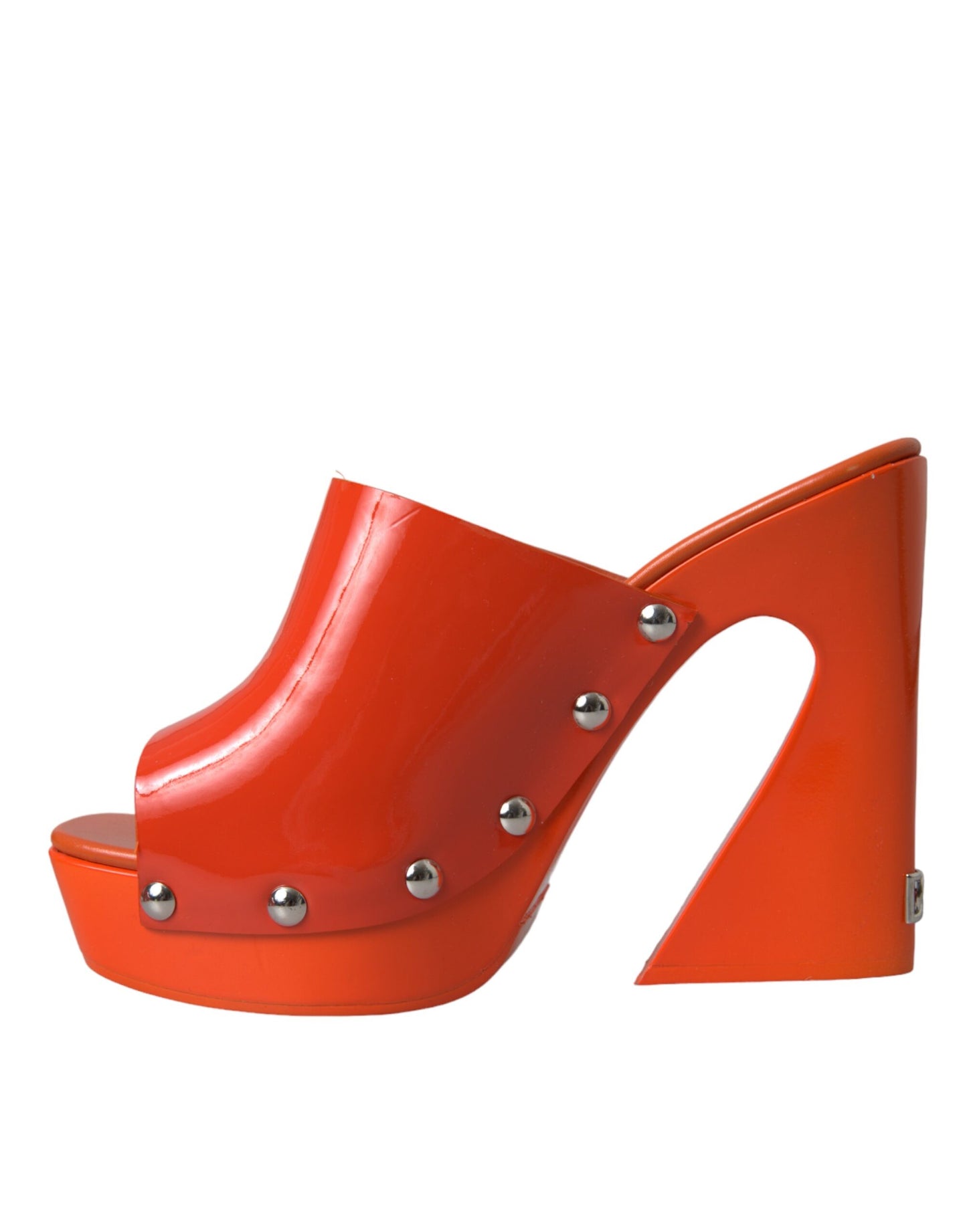 Dolce &amp; Gabbana Orange Leather Mules Sandals Heels Shoes